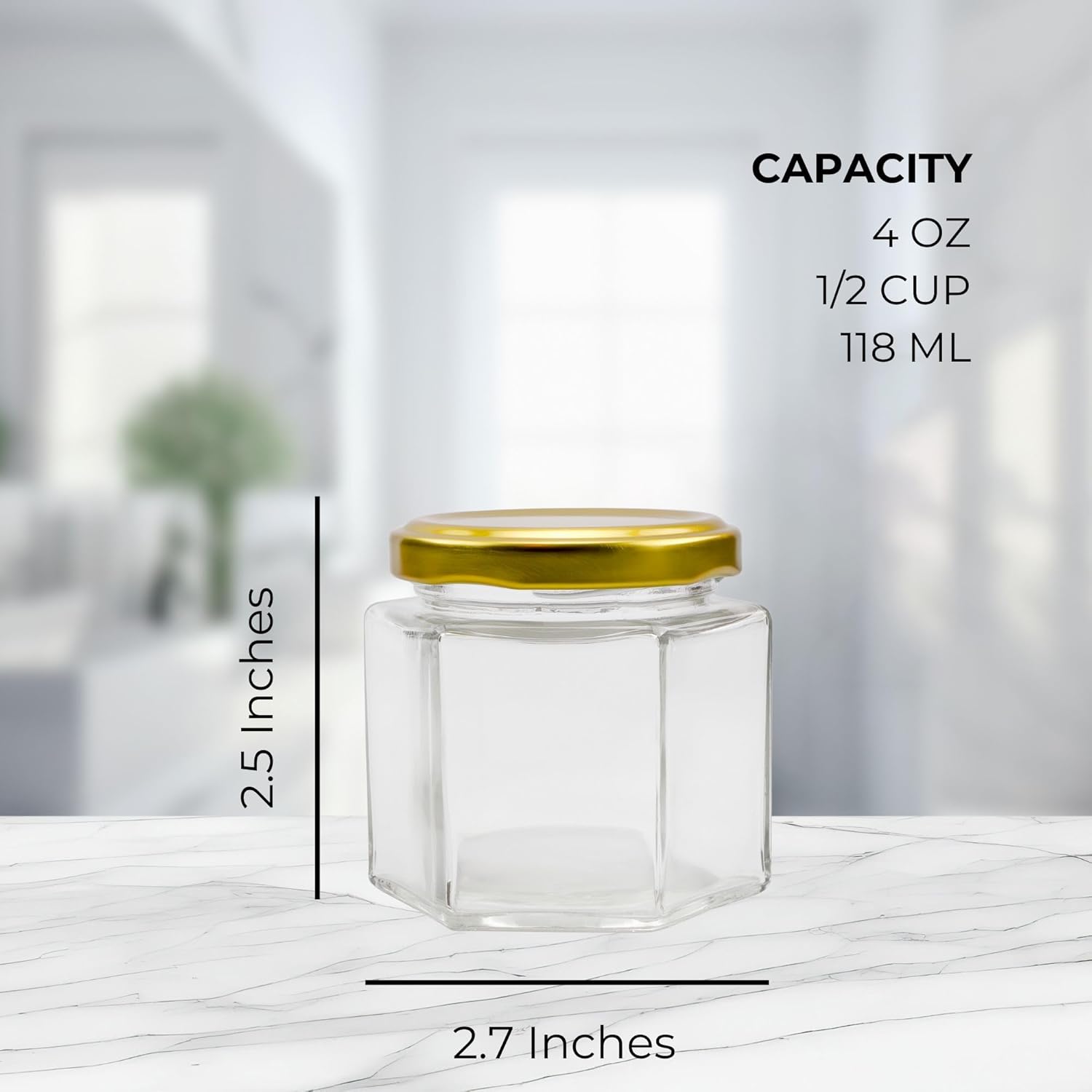 Cornucopia Brands 4-Ounce Hexagon Jars 24-Pack