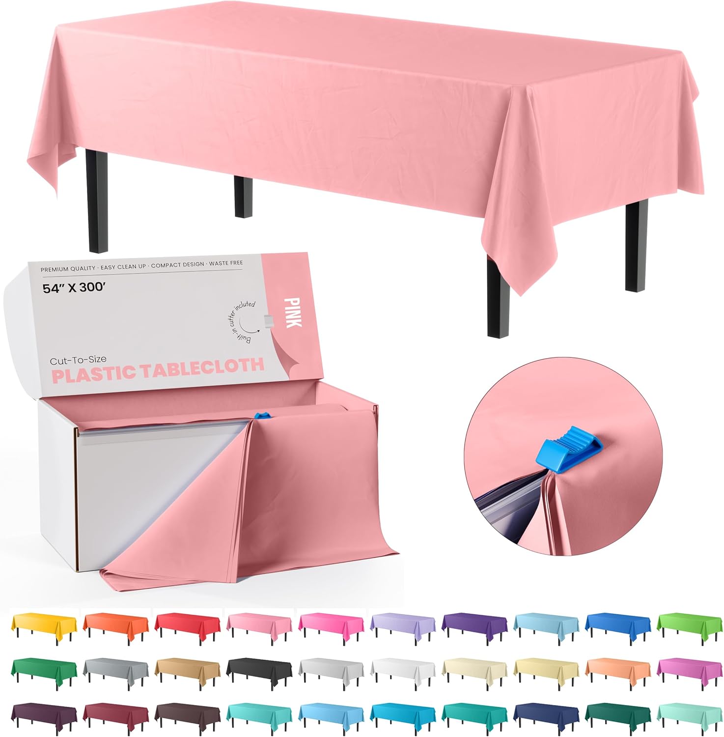 Exquisite Pink Plastic Table Cover Roll