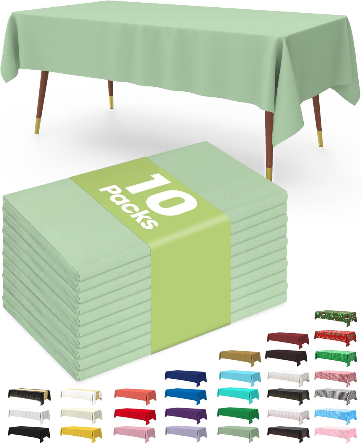 Pureegg 10 Pack 54x108 Inch Light Pastel Tablecloths