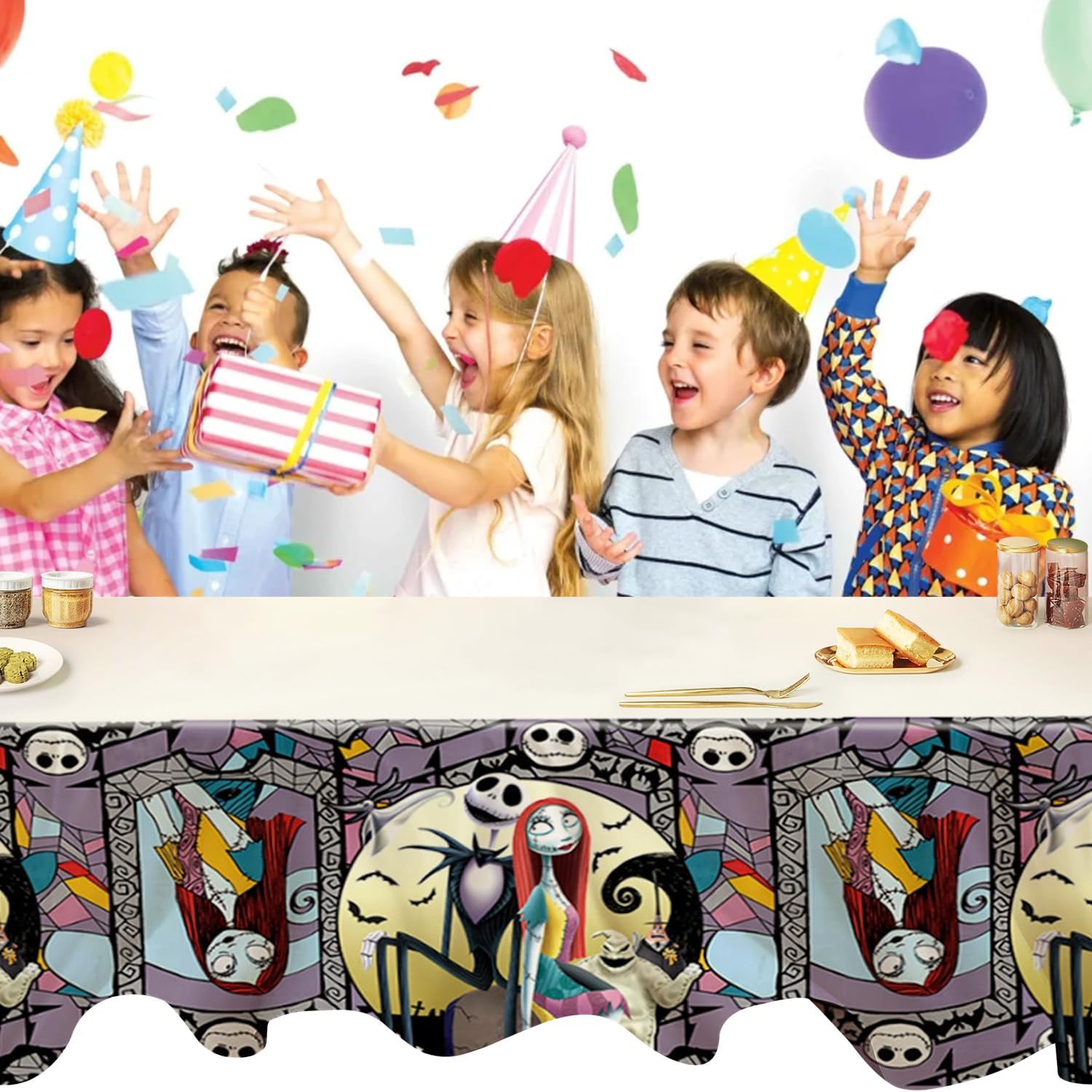 2Pcs Nightmare Before Christmas Tablecloth for Birthday Party Decorations