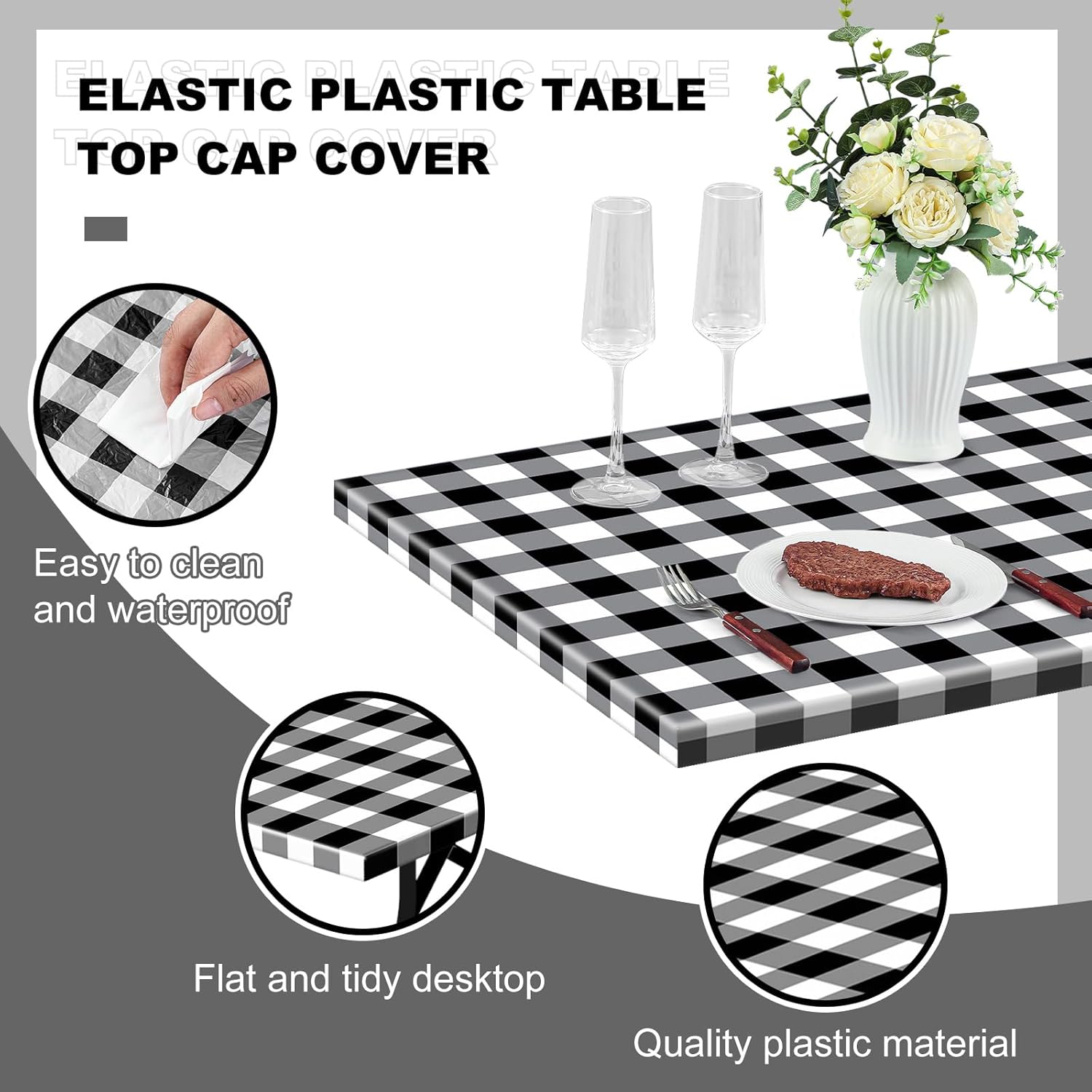 Boao 6 Pcs Elastic Table Cover for 6 ft Tables