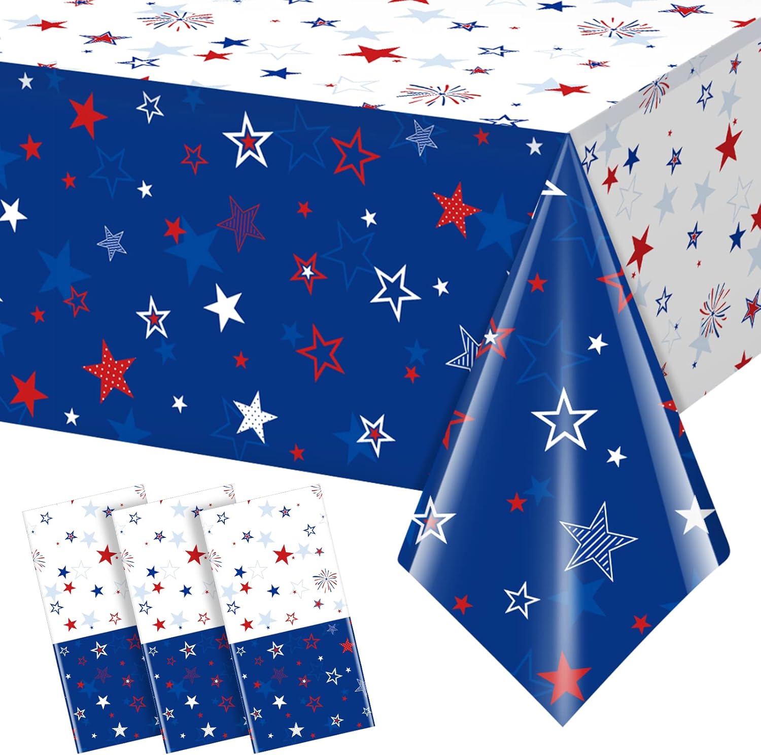 3 Pack Patriotic Tablecloths for 4th of July Party Decor