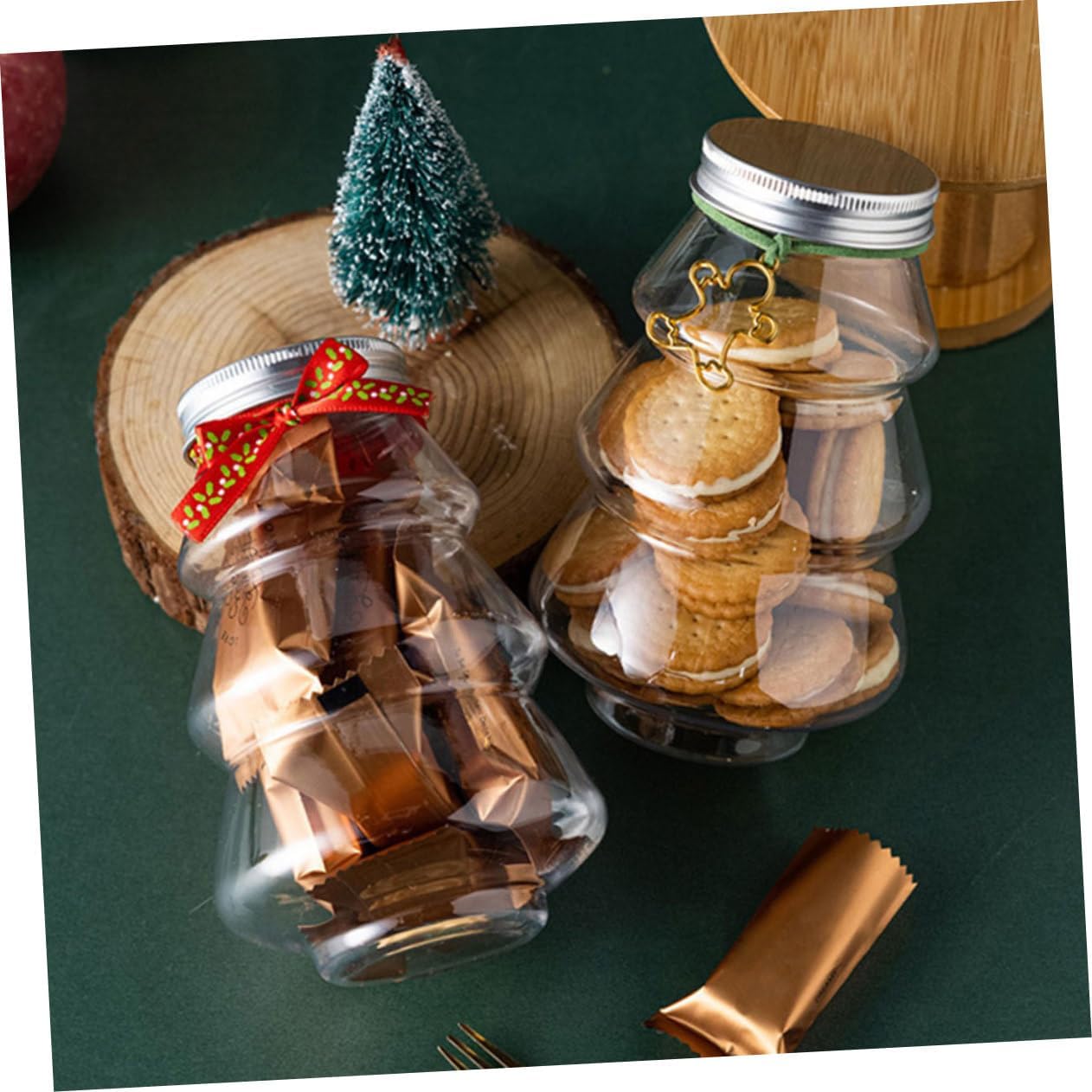 6Pcs Christmas Candy Holder Transparent Decorative Boxes for Treats and Party Gifts