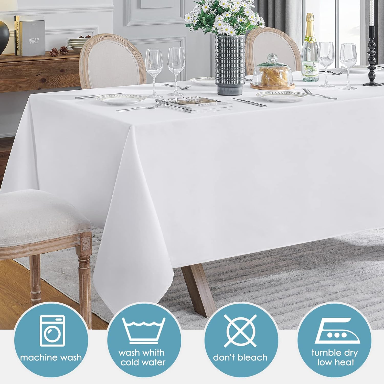 VidaFete 10 Pack 90x132 Inch White Tablecloth