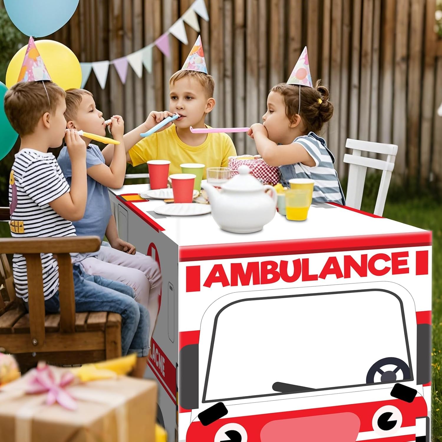 Cumule 6 Ft Ambulance Themed Tablecloth