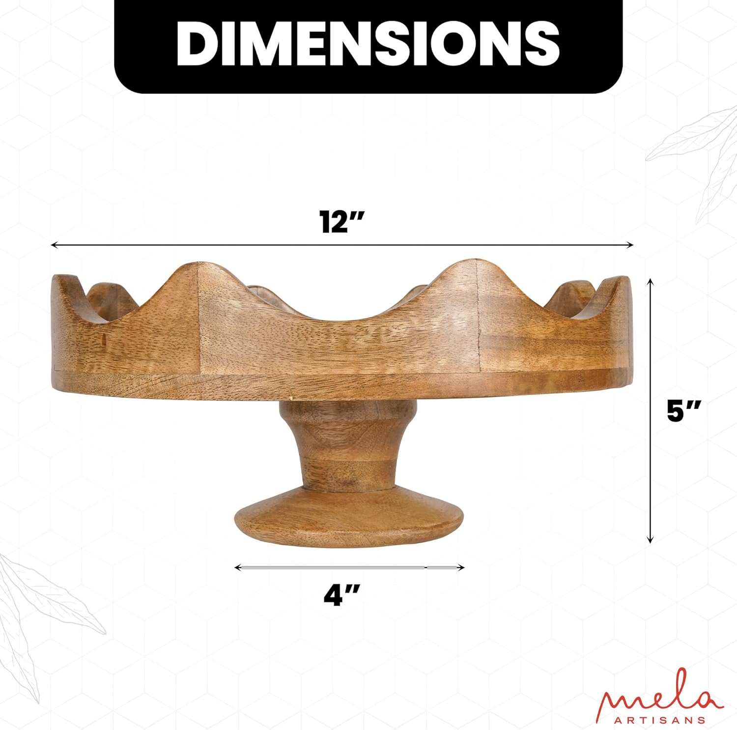 Mela Artisans Wooden Multipurpose Pedestal Bowl 12x4