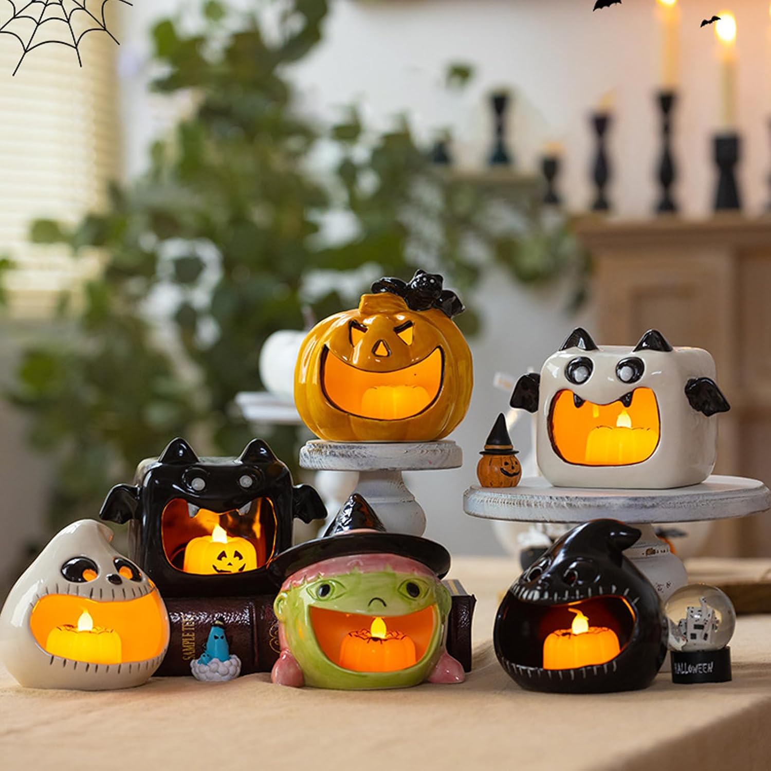 Cute Halloween Candy Bowl with Black Bat Design