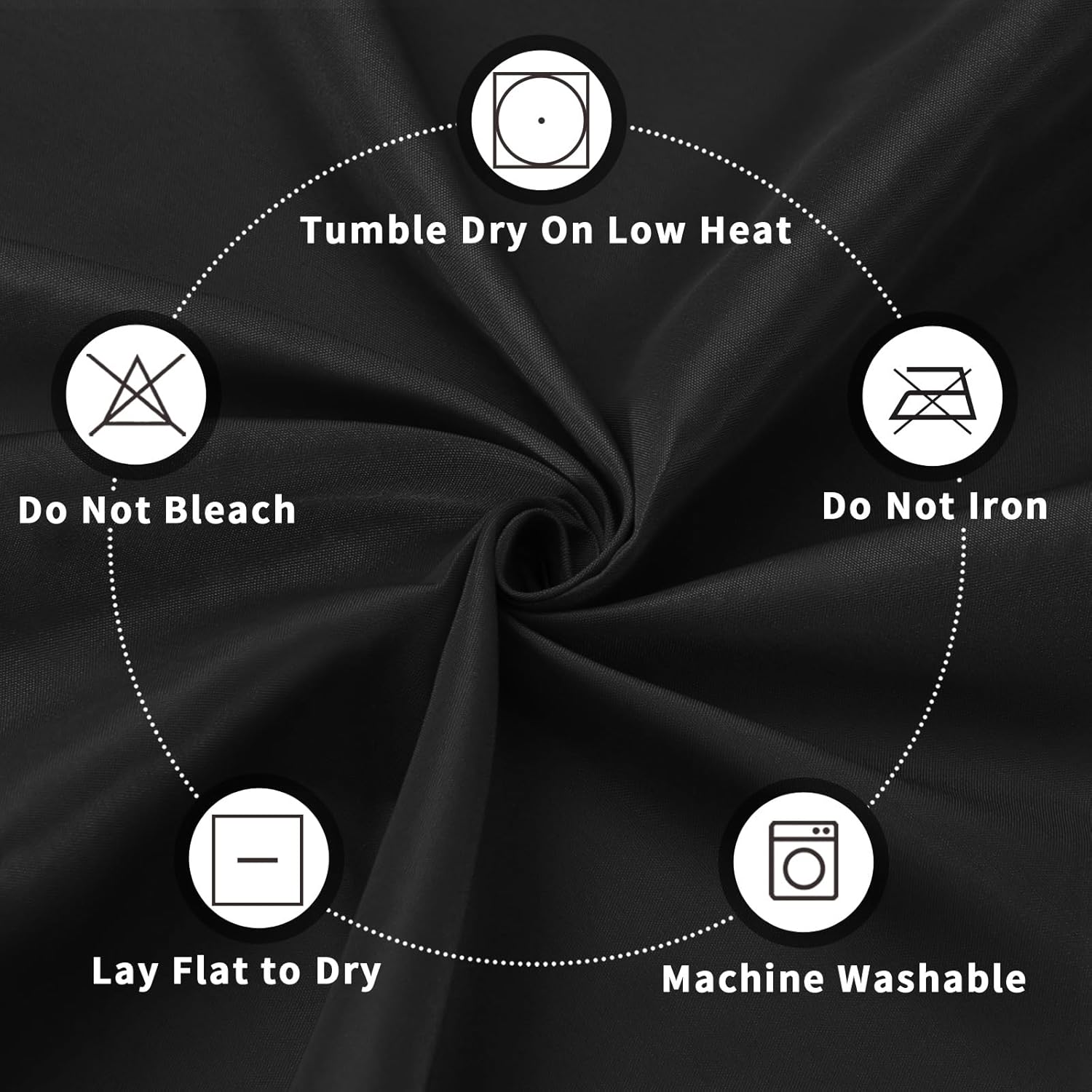 PureFit 6 Pack Black Rectangle Tablecloths 60x102 Inch for 6ft Tables