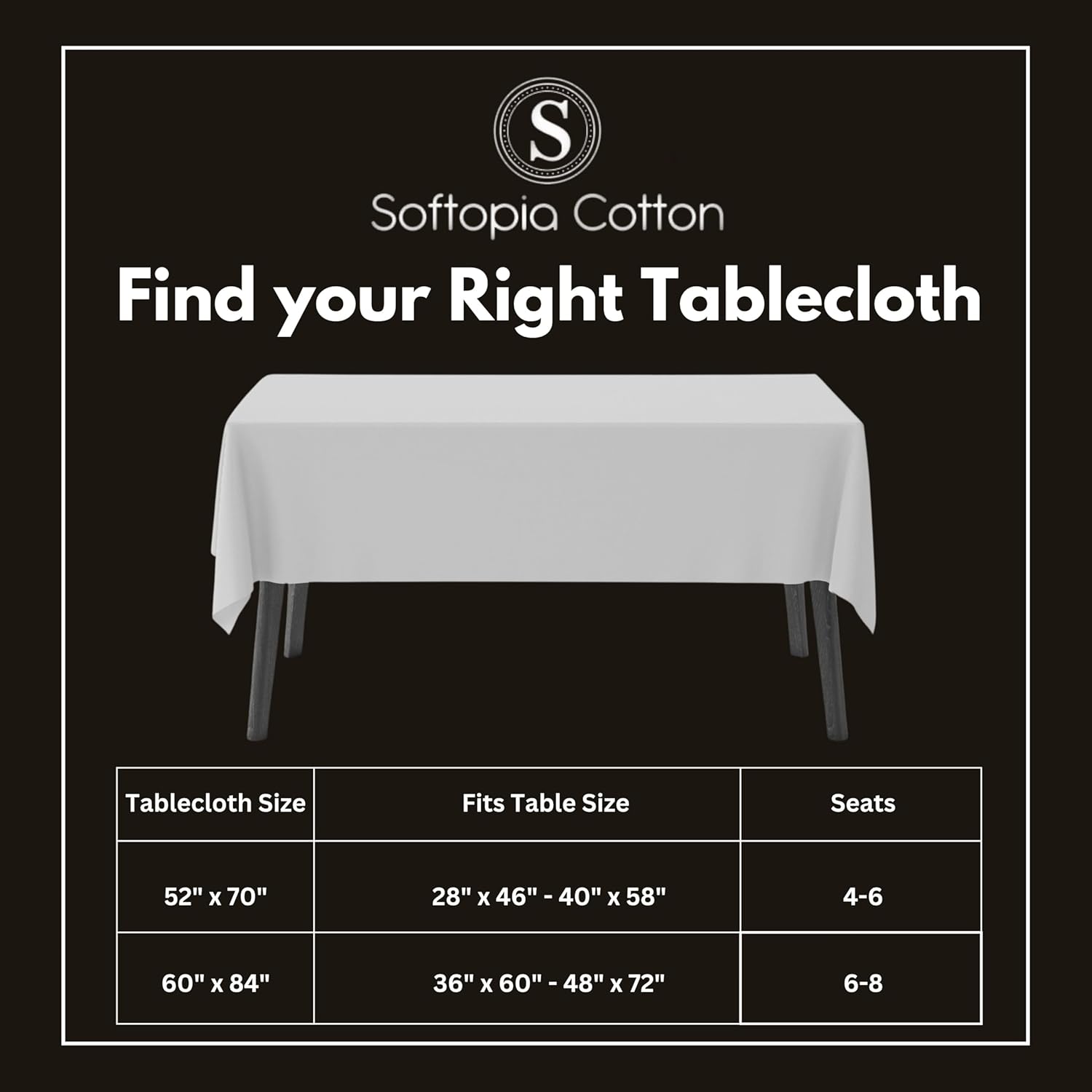 Softopia Cotton Grey Table Cloth 60x84 Rectangle