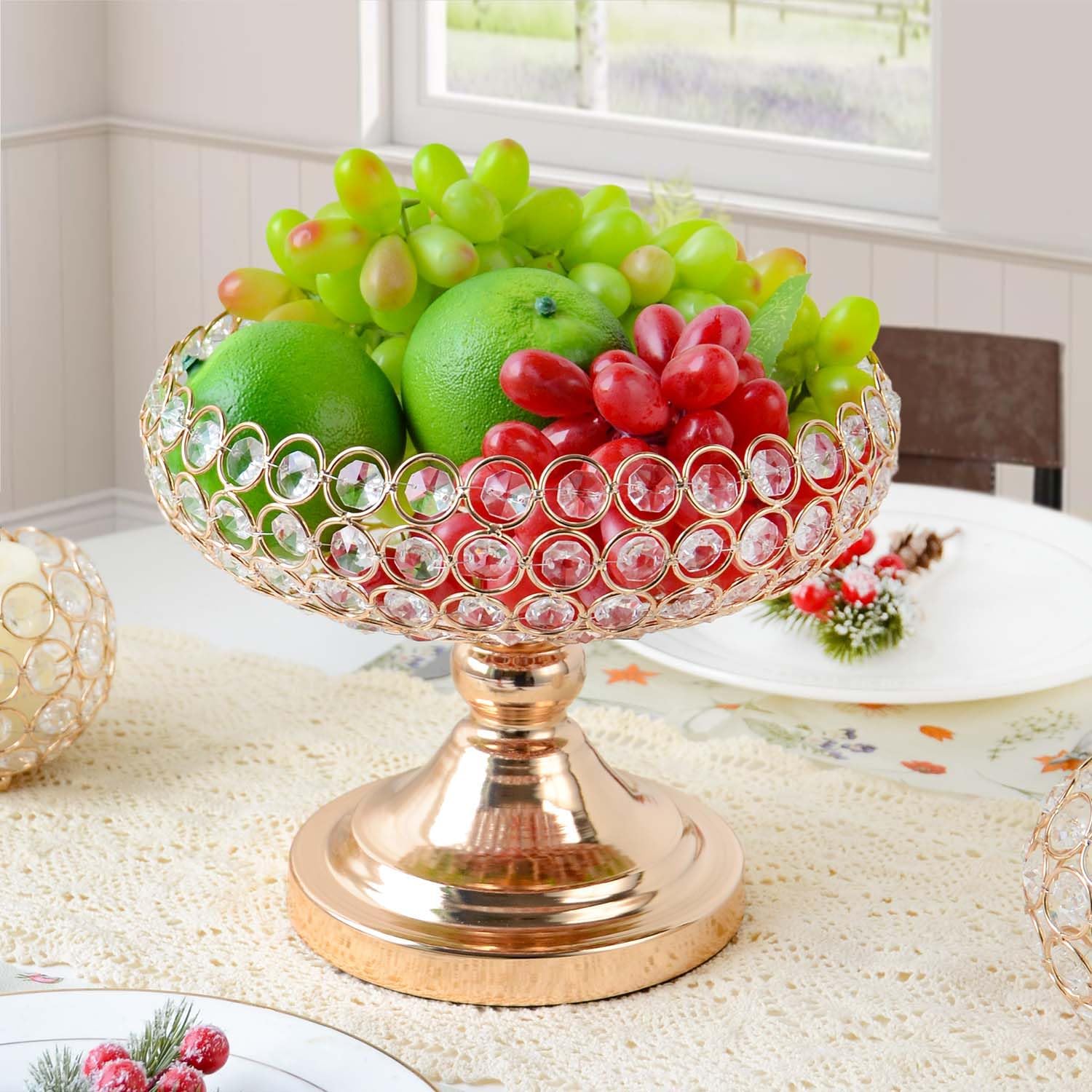 Elegant Hollow-Carved Crystal Fruit Bowl 1PC
