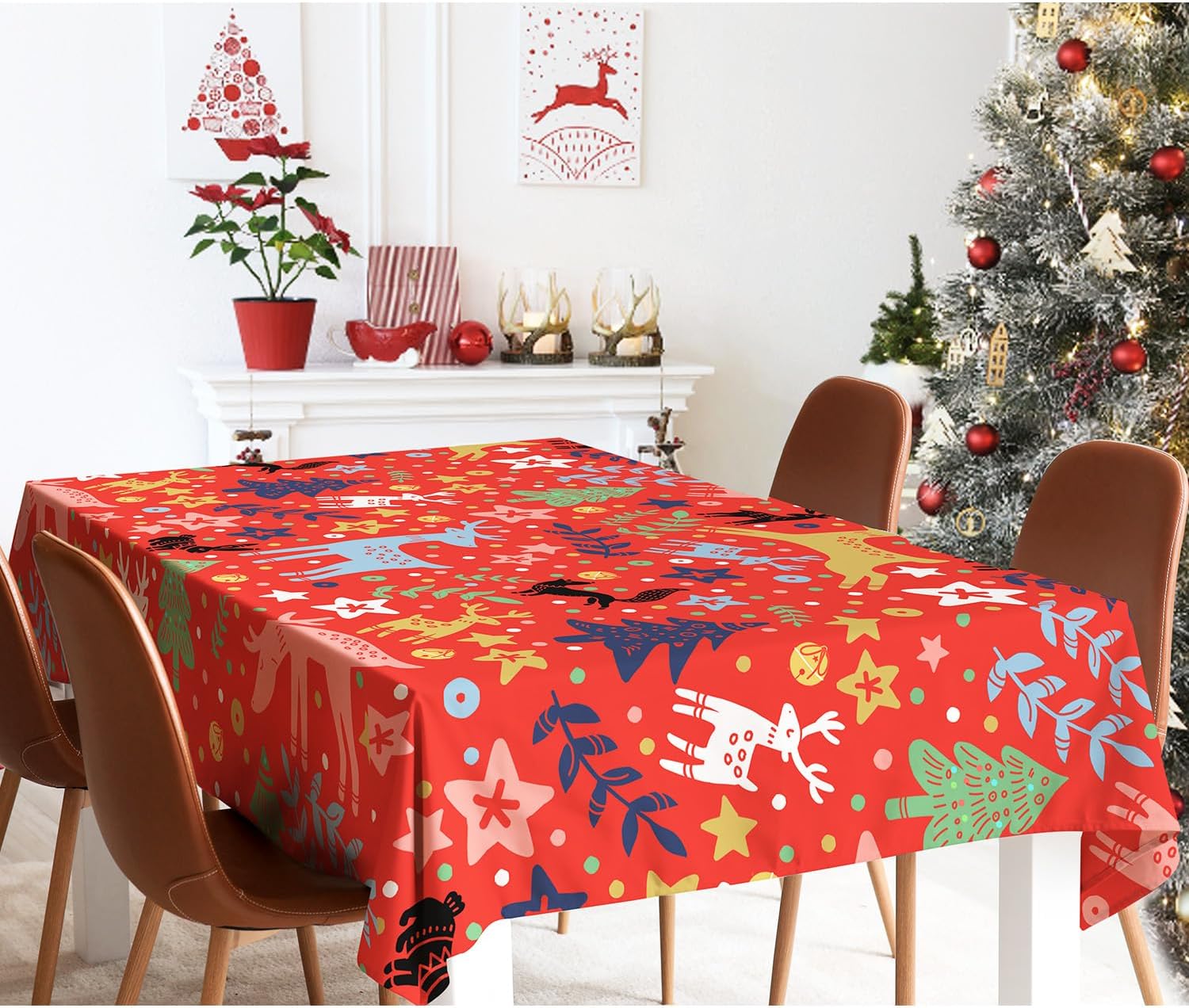Vimorco Rectangle Tablecloth Christmas Deer