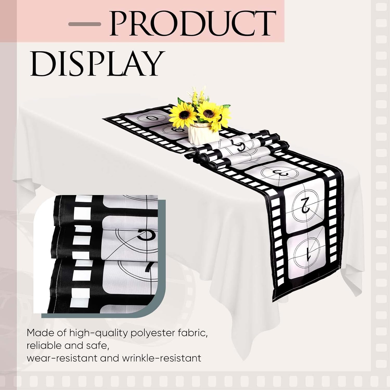 Breling 12 x 72 Inch Movie Night Table Runner 3 Pcs