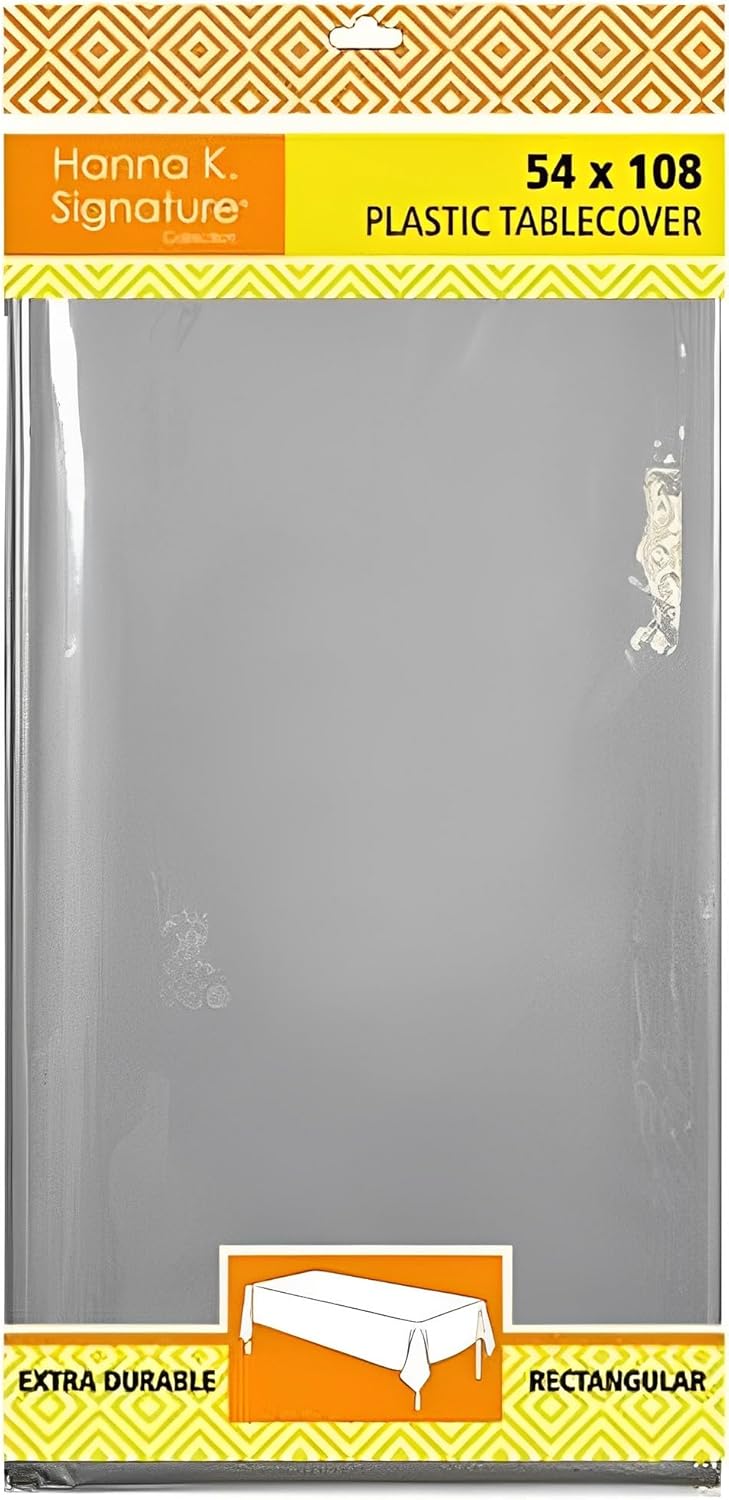 Premium Silver Plastic Tablecover 54x108 Pack of 1