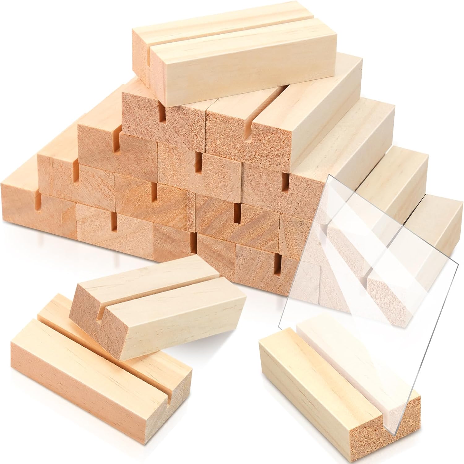 15 Piece Wood Place Card Holder Set for Ceremonies and Events