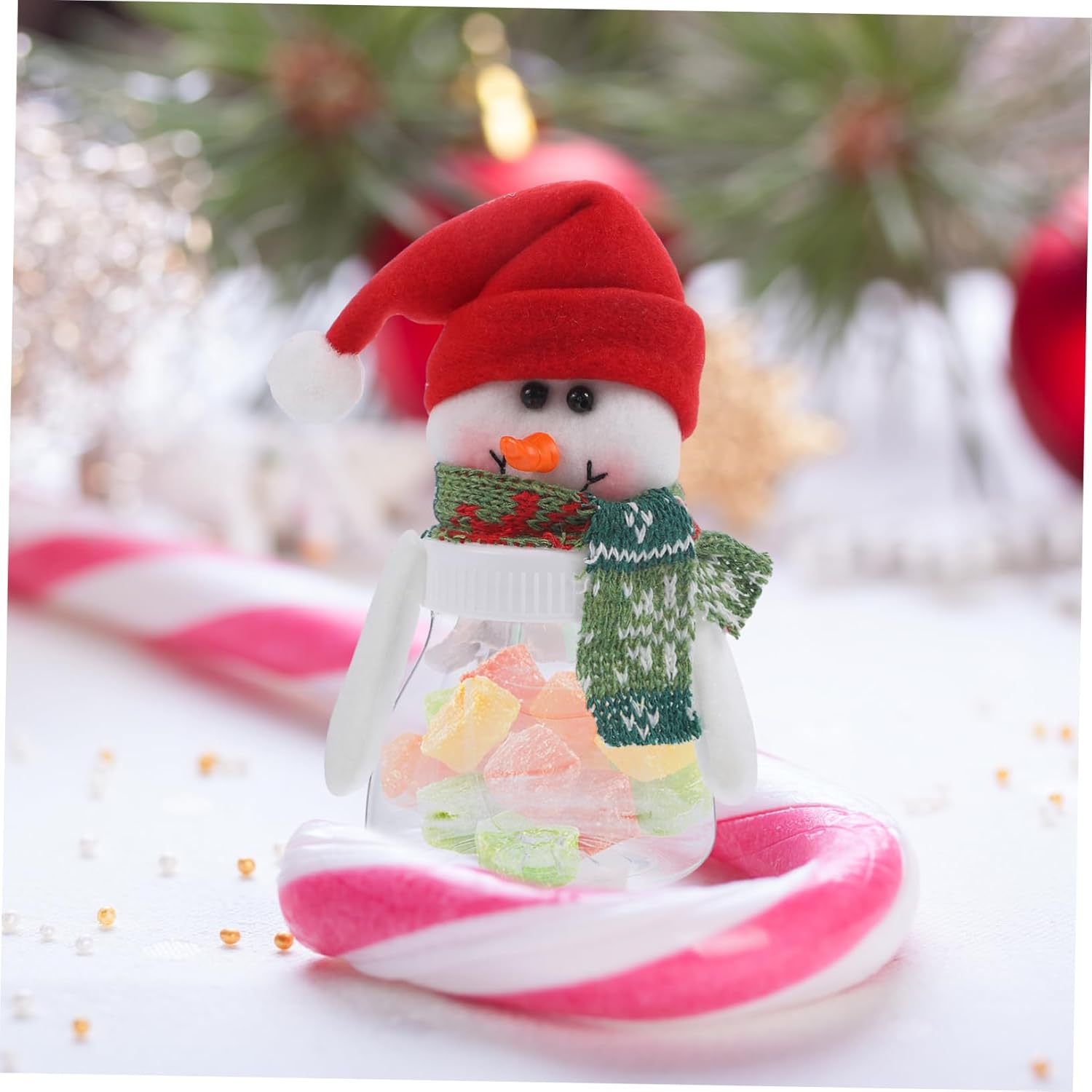 5Pcs Snowman Candy Jars with Lids for Christmas Decor
