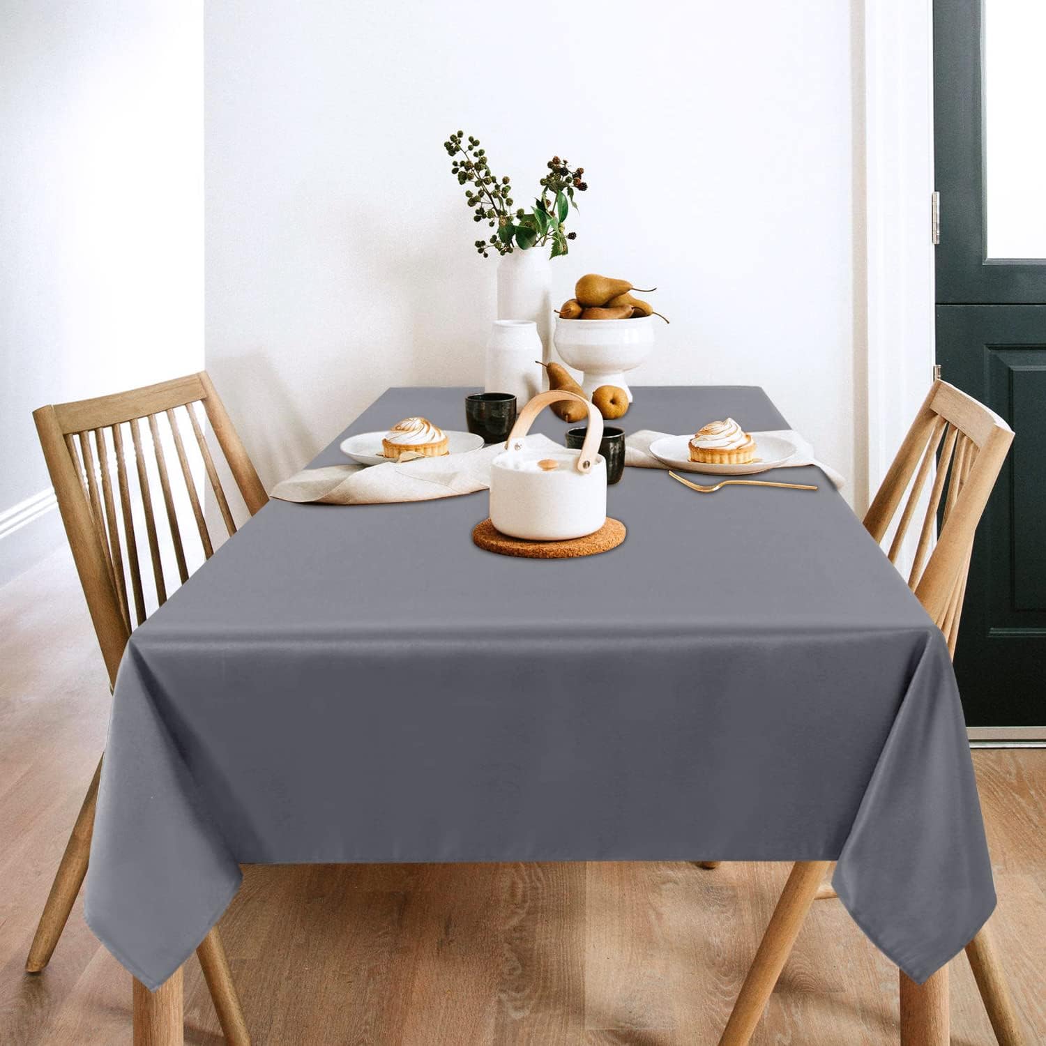 Sancua 2 Pack Light Grey Tablecloths 60x84 Inch