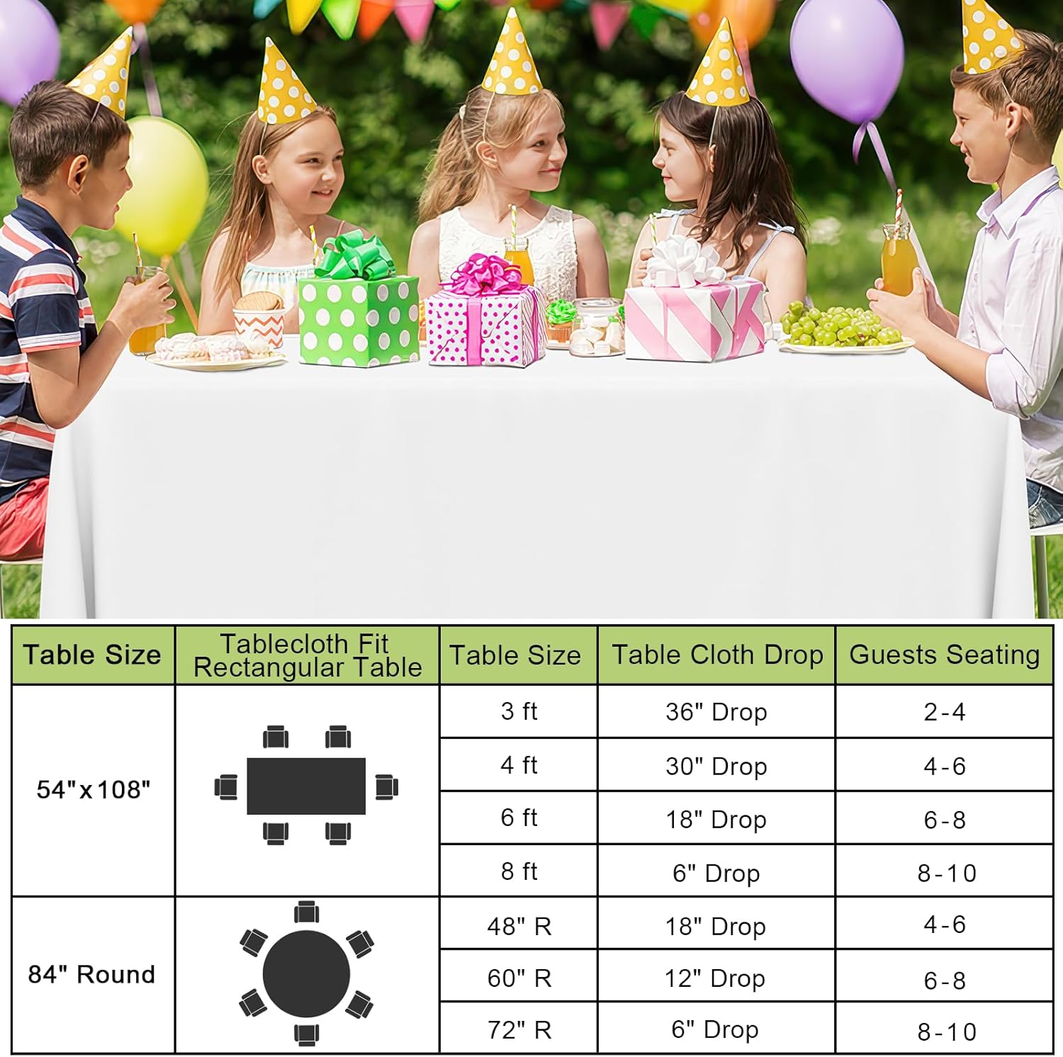 Smiry 12-Pack Disposable Tablecloth 54x108 White