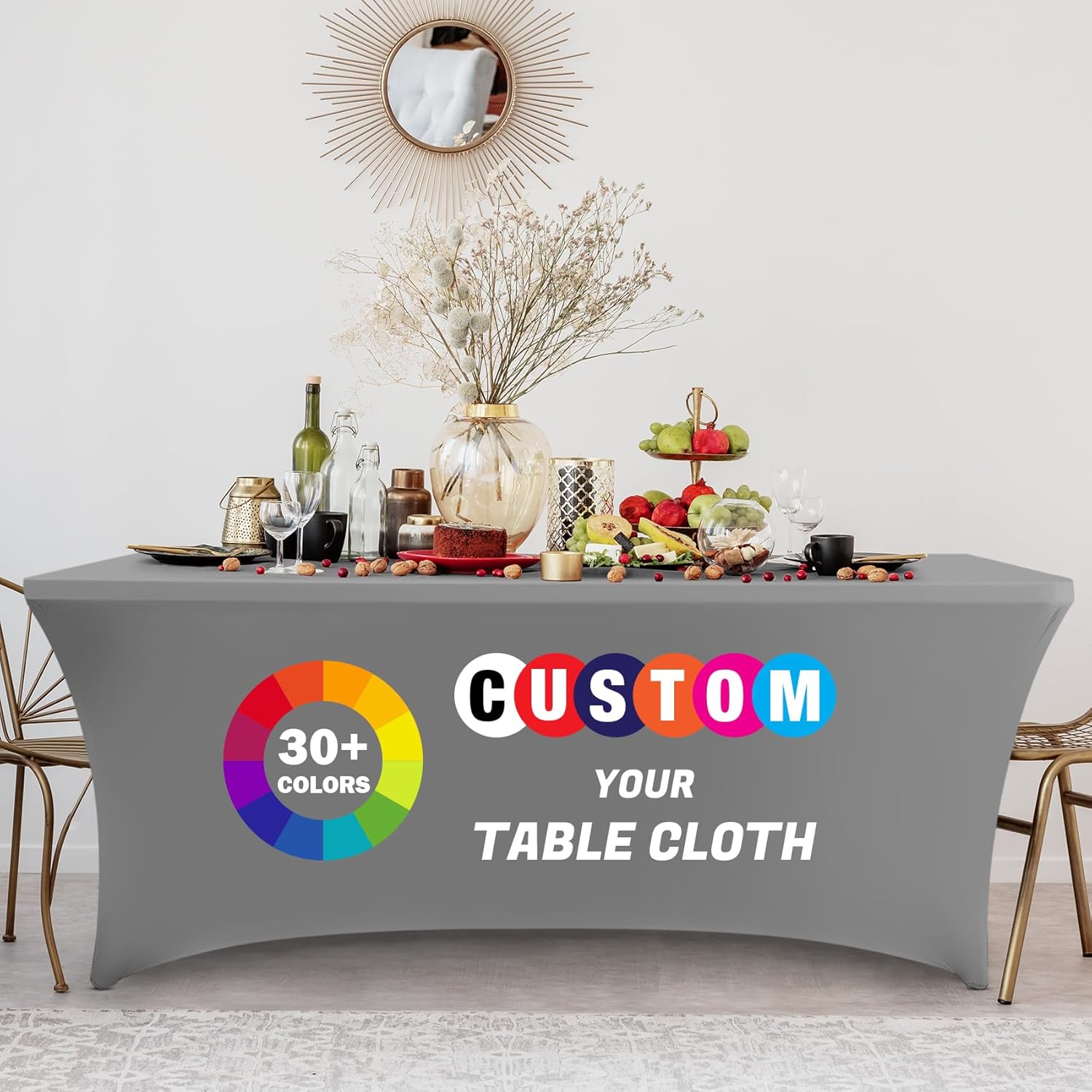 Custom Tablecloth with Business Logo 4FT Rectangular Spandex