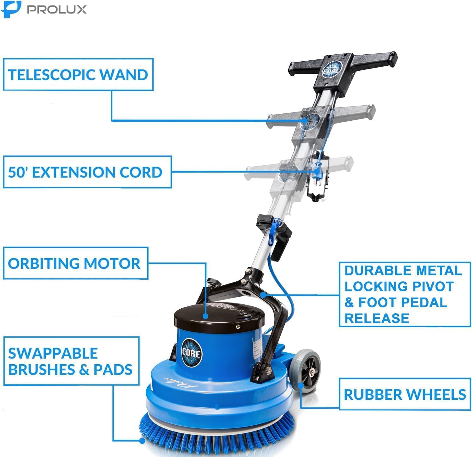 Prolux Core 15 Inch Heavy Duty Floor Buffer Scrubber and Polisher