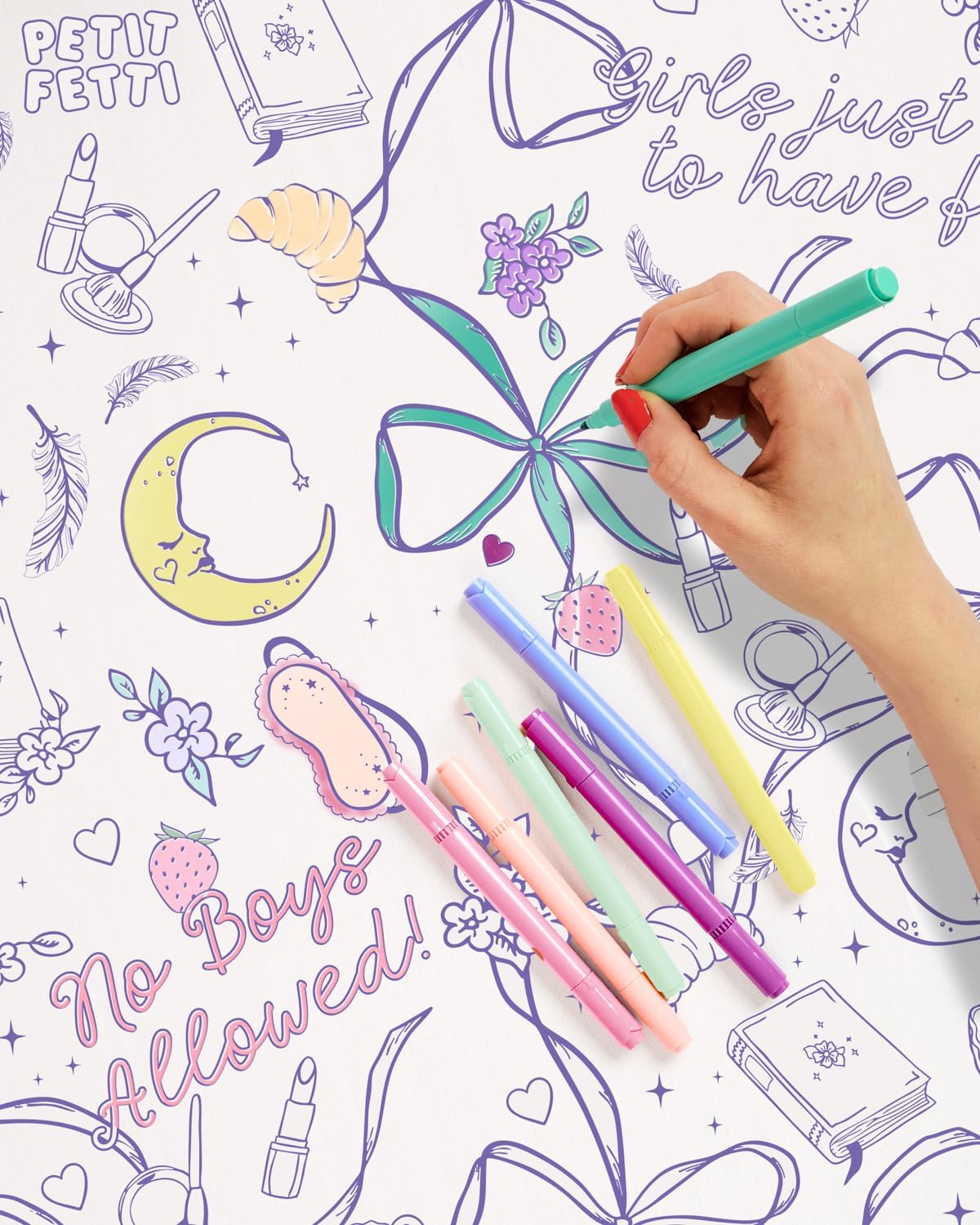Xo Fetti Sleepover Party Coloring Tablecloth 9x45