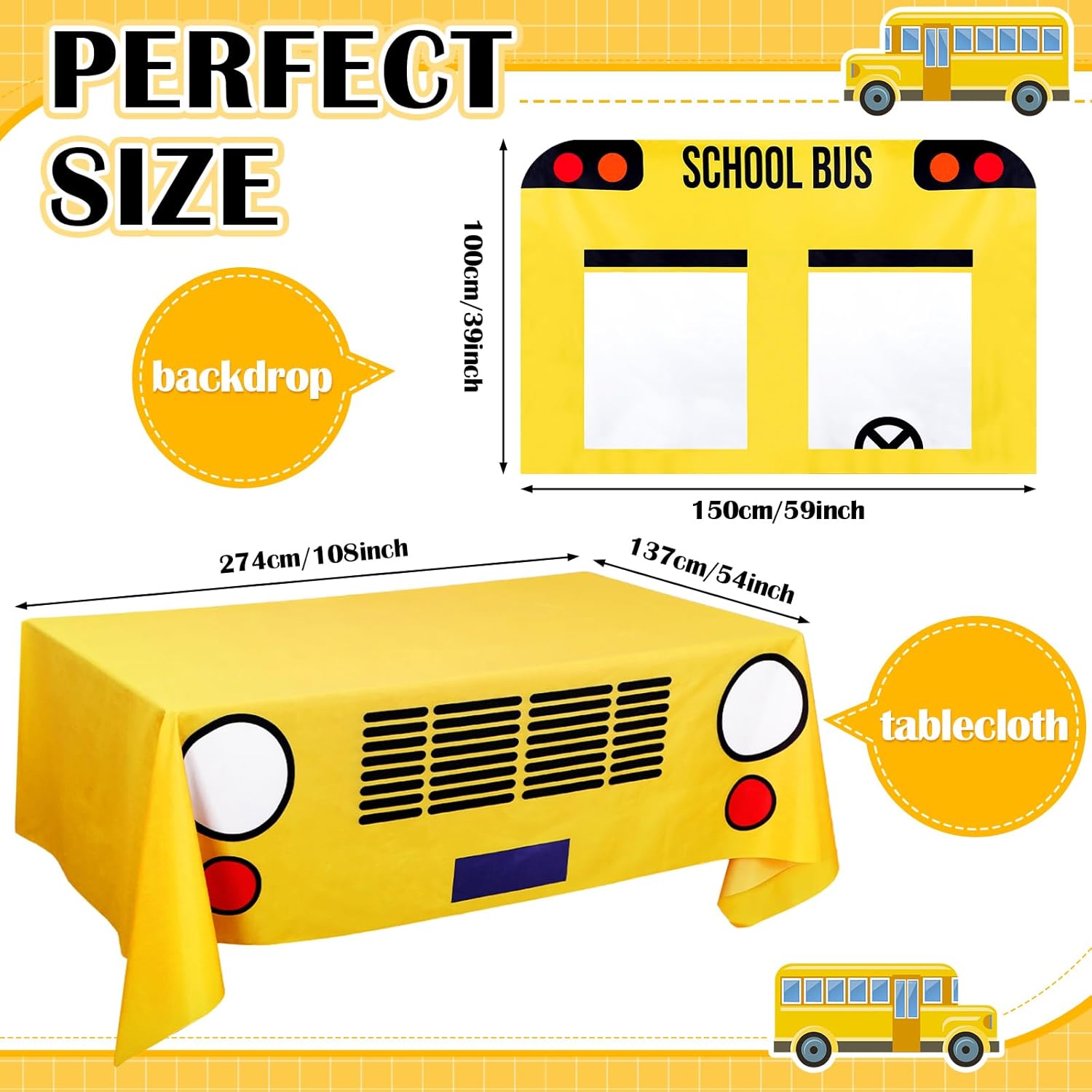 Oudain School Bus Party Decorations Set