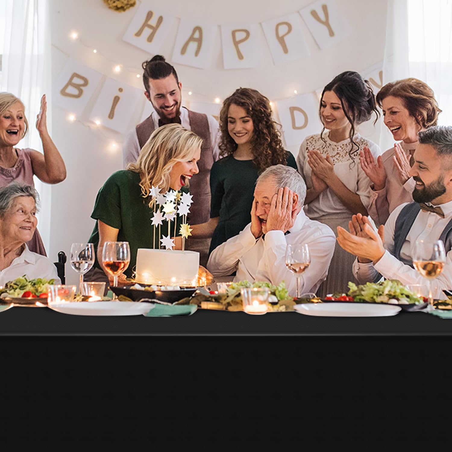 54 Inch X 100 Feet Black Tablecloth Roll with Slide Cutter