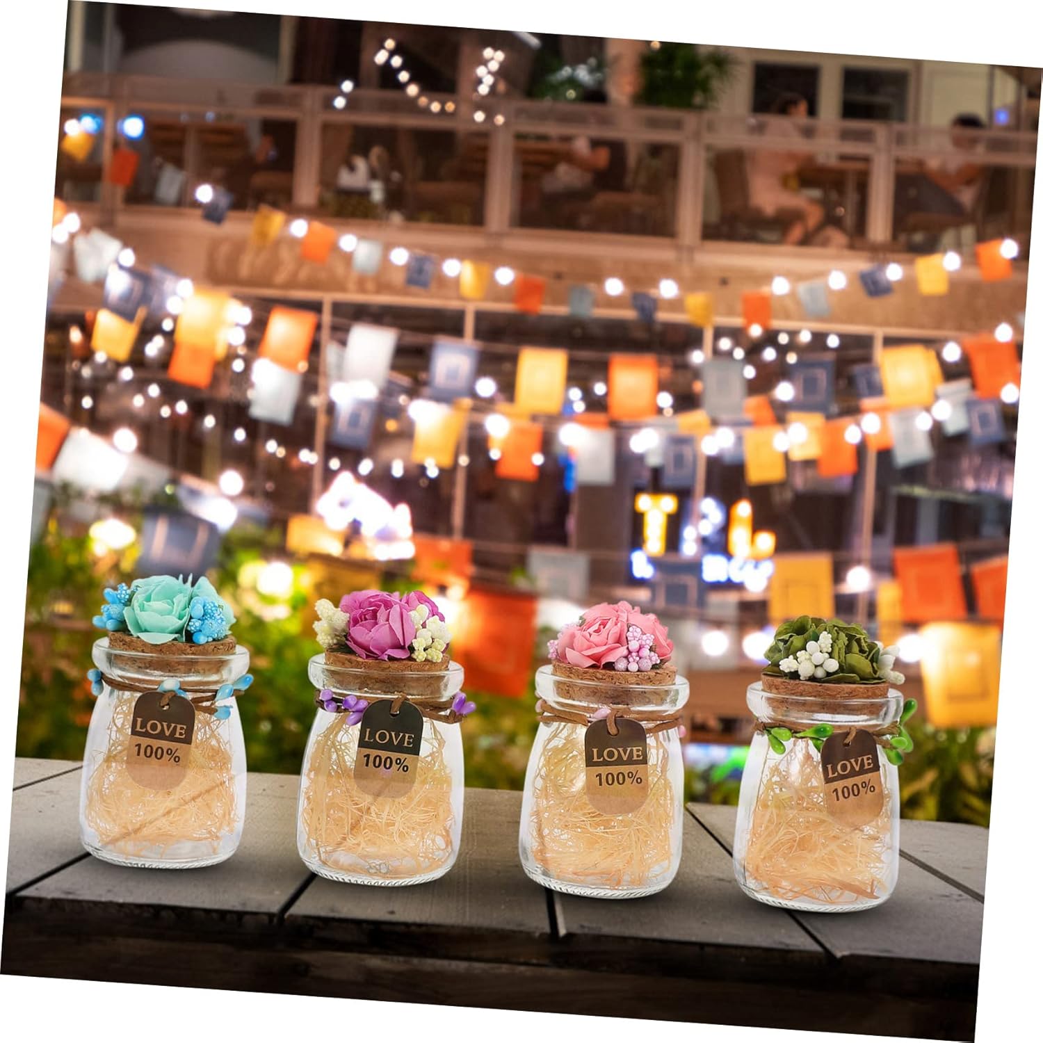 MAGICLULU 4pcs Creative Wedding Candy Glass Jars for Parties