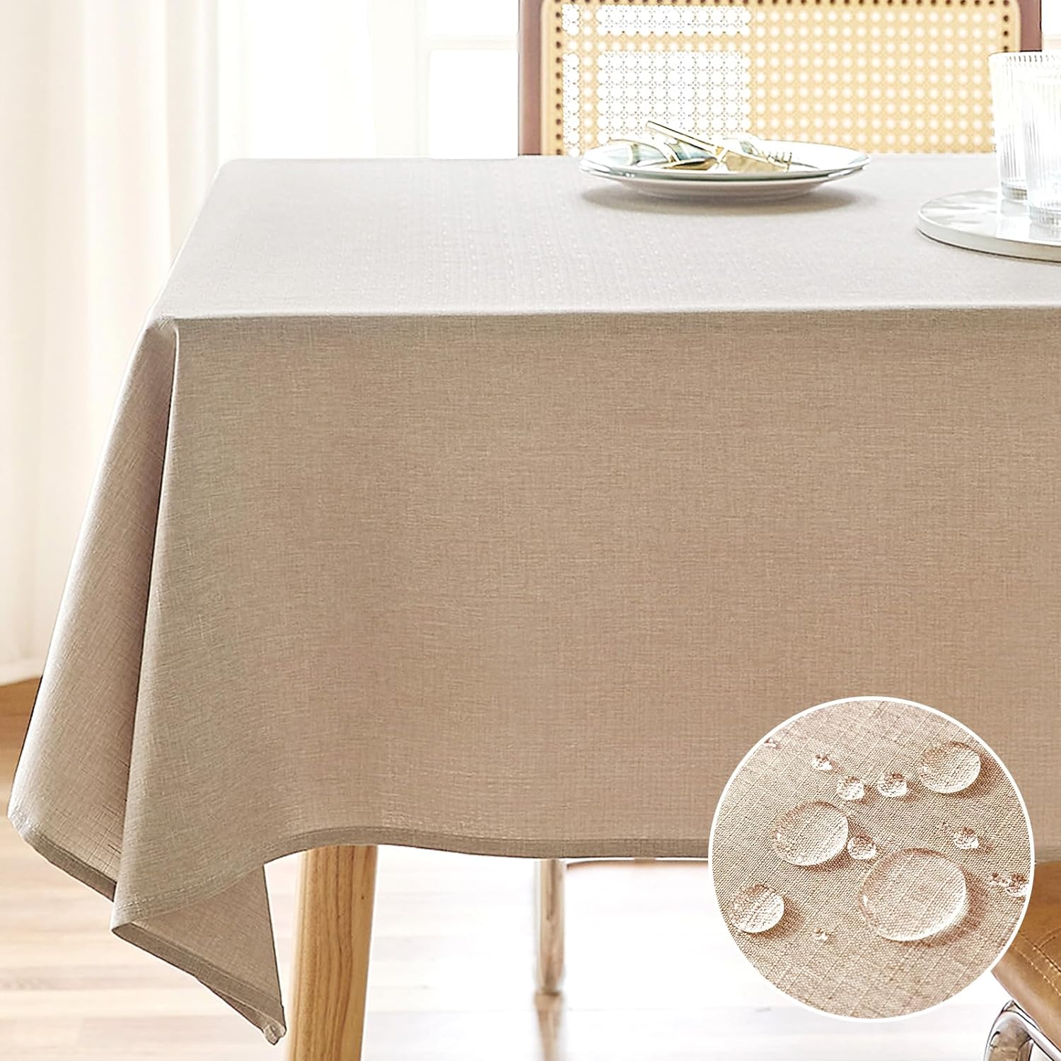 AUSSPVOCT Textured Linen Tablecloth 60x84 Water Resistant
