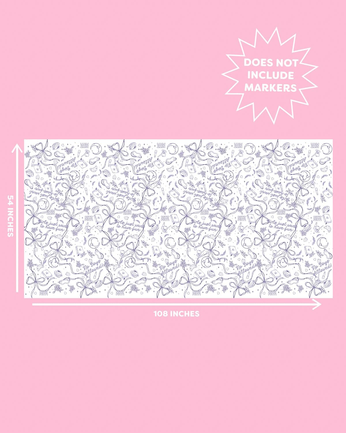Xo Fetti Sleepover Party Coloring Tablecloth 9x45