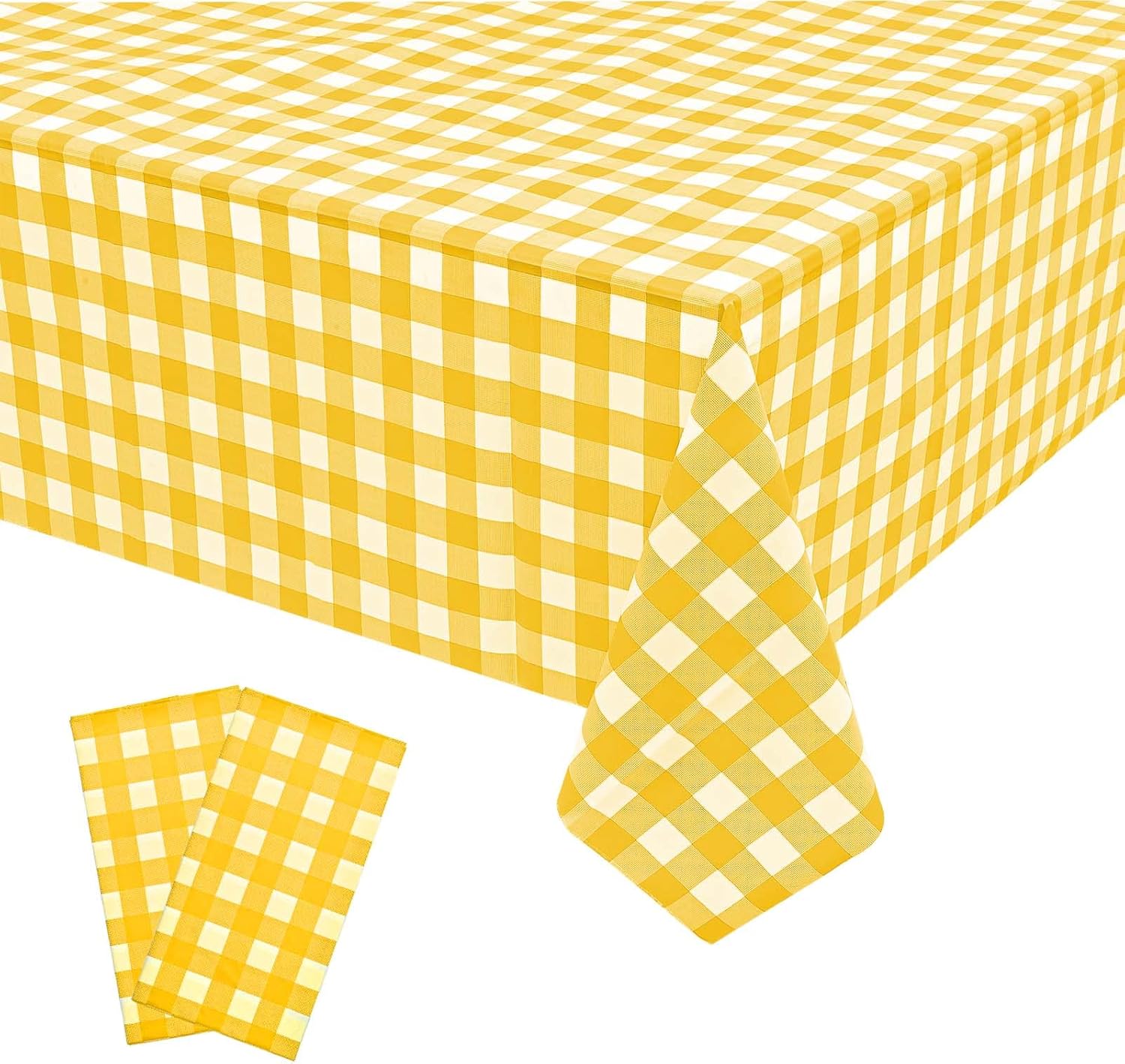 Vedran 2 Pack Yellow Gingham Tablecloths for Party Decorations