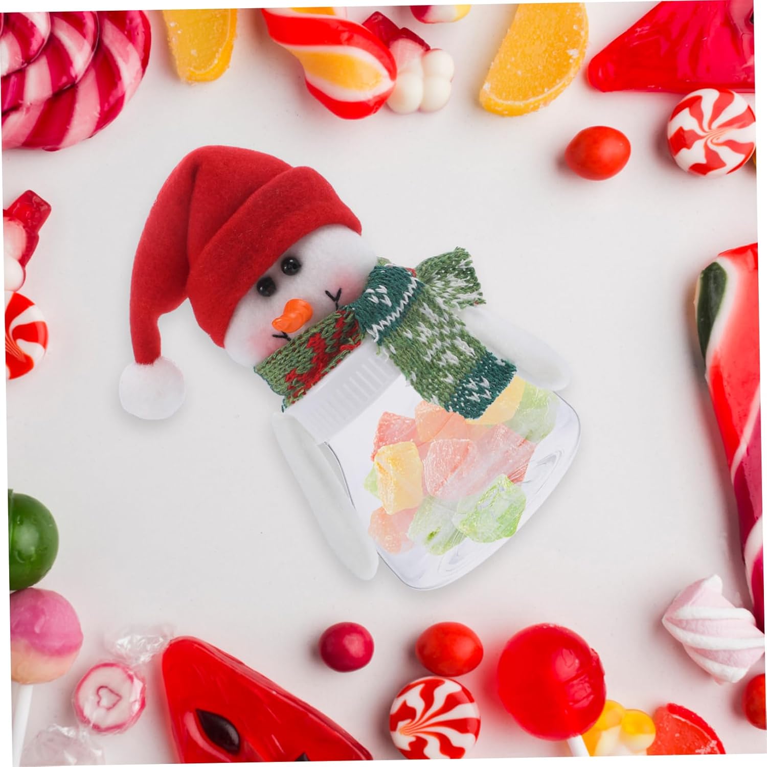 BIUDECO Snowman Candy Containers 5 Pack Christmas Decorative Jars