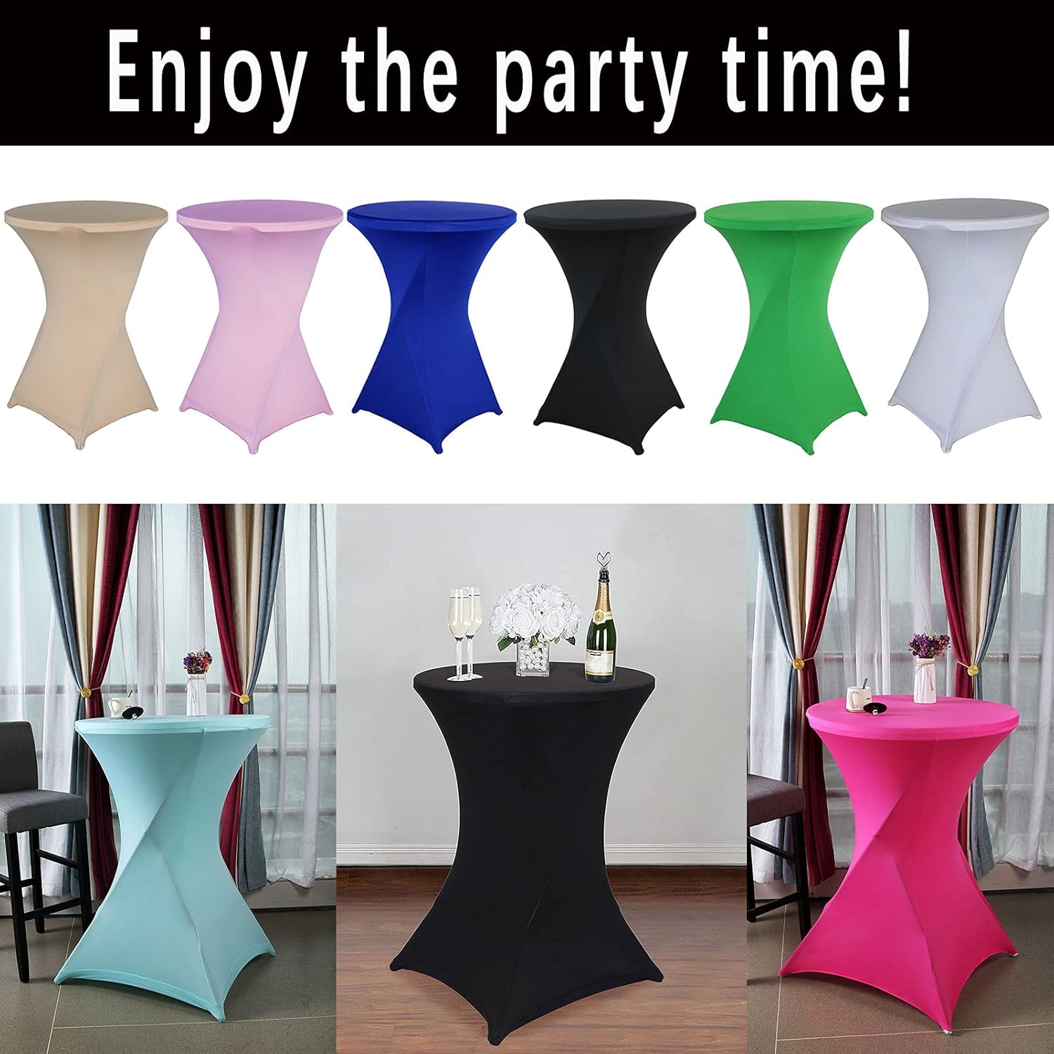 Jeloris 2 Pack 32x43 Inch Highboy Red Cocktail Spandex Tablecloth