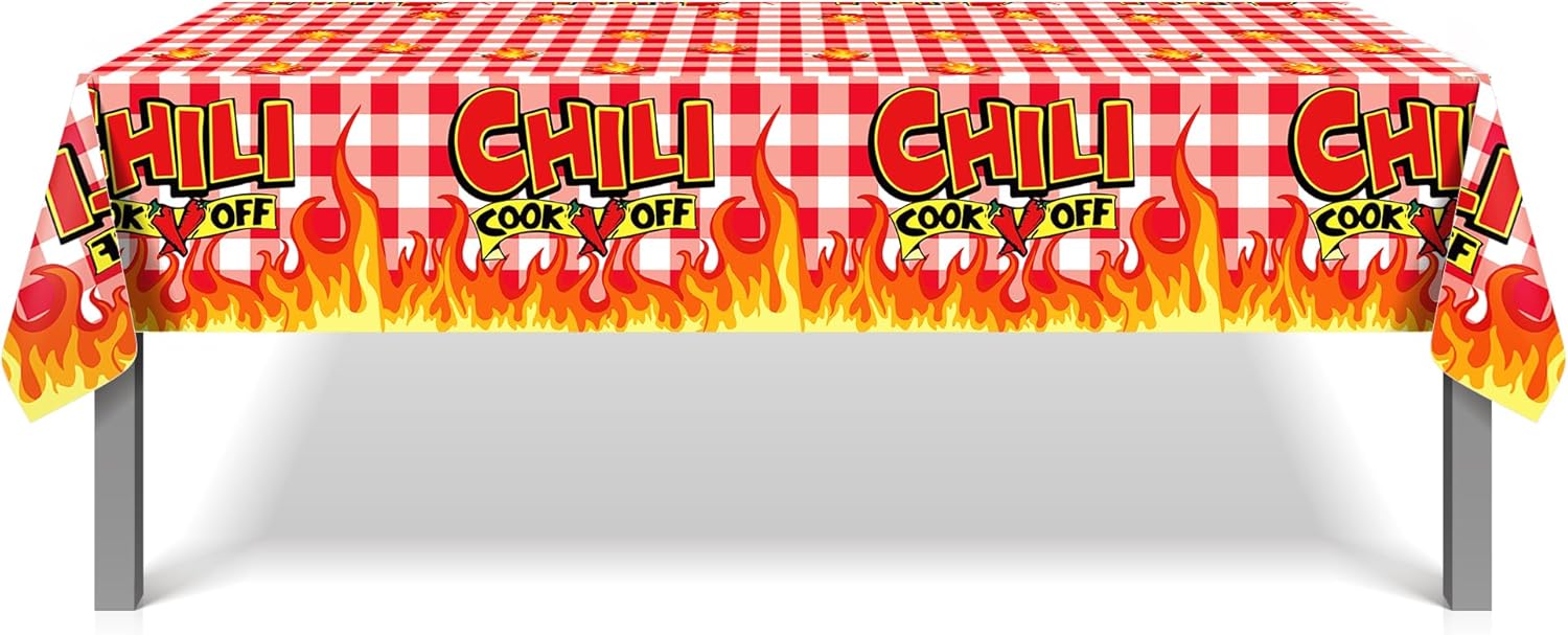 Chili Party Tablecloths 2 Pcs for Cook Off Decorations