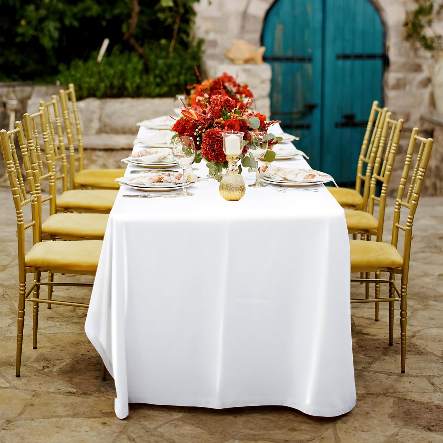 KINREEB Satin Table Cloth 58x102 Inch White