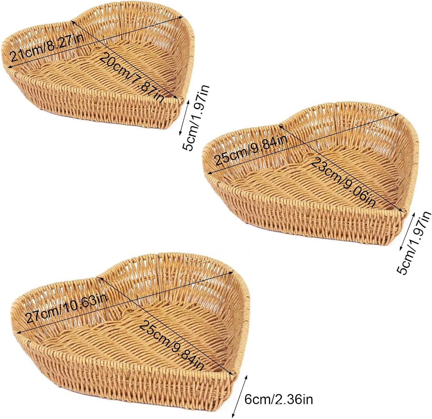 Artificial Rattan Serving Tray with Heart Shape Design