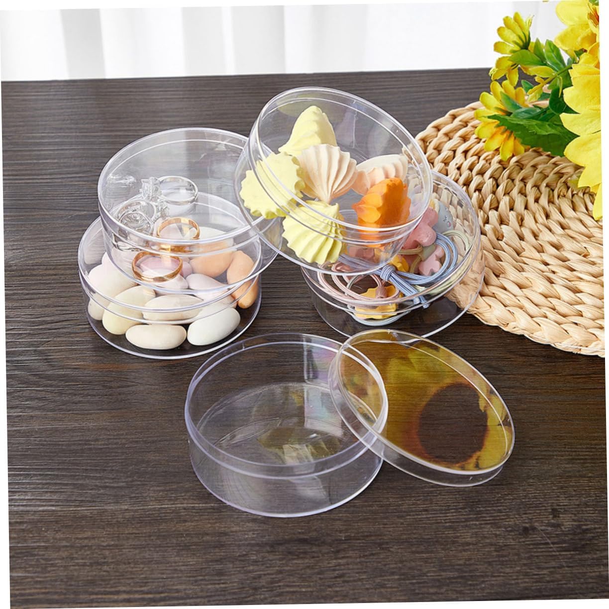 6pcs Round Clear Candy Server Storage Box
