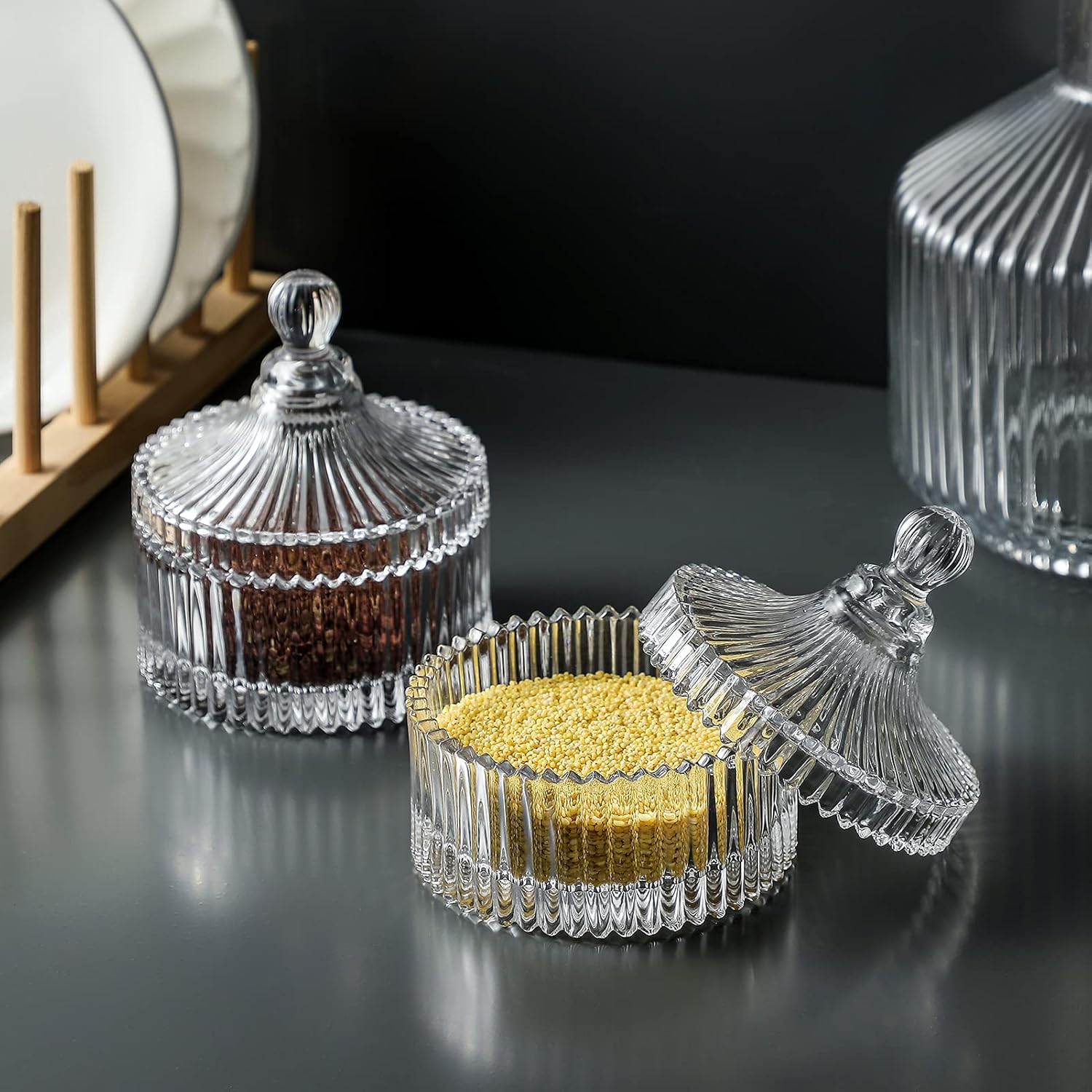 Crystal Clear Castle Jar Set of 2 with Lid