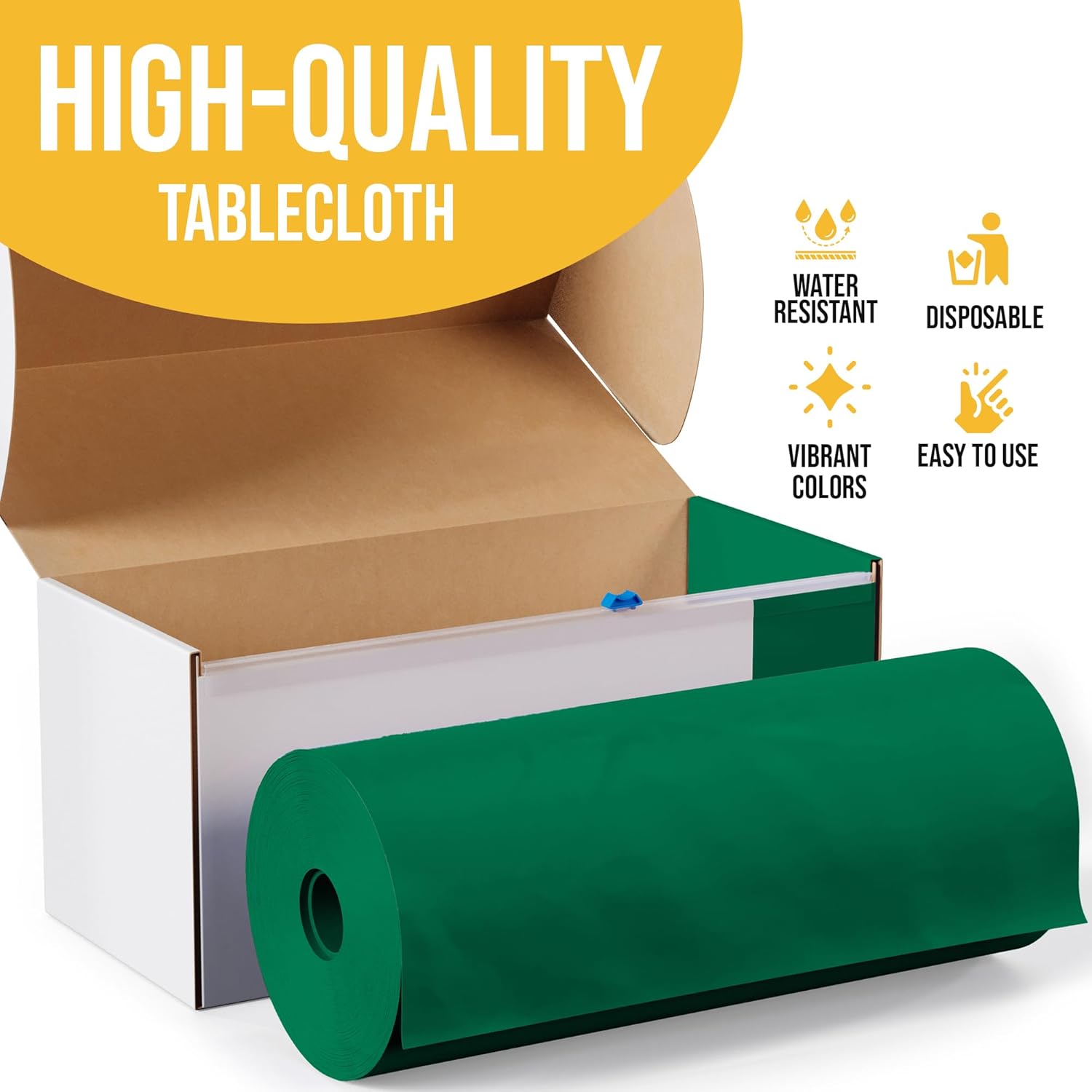 Exquisite Emerald Green 54x300 Plastic Table Cover Roll with Slide Cutter