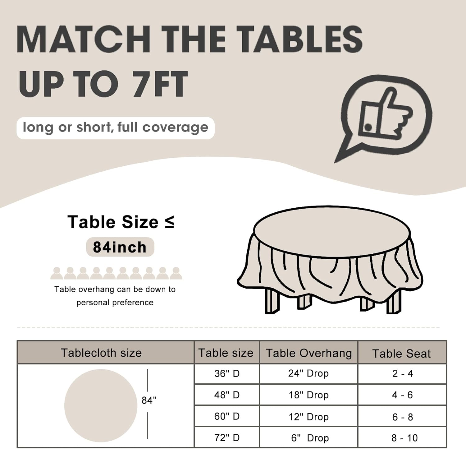 DZ 84 Inch Black Round Tablecloth 6 Pack Disposable