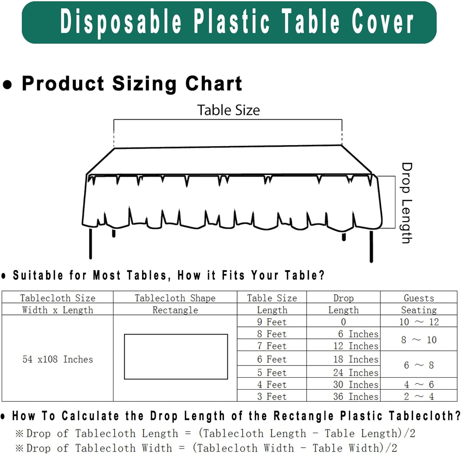 Light Yellow Plastic Tablecloths 2 Pack for 8 ft Table