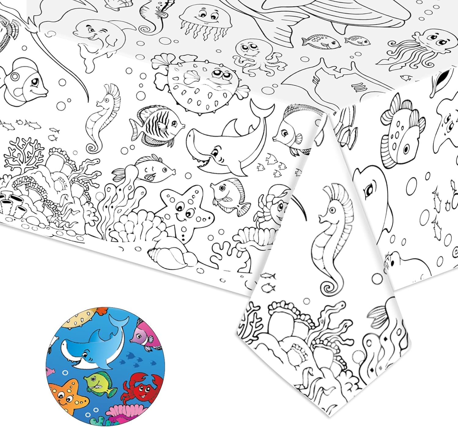 Ocean-Themed Giant Tablecloth for Kids 54x108 Inch