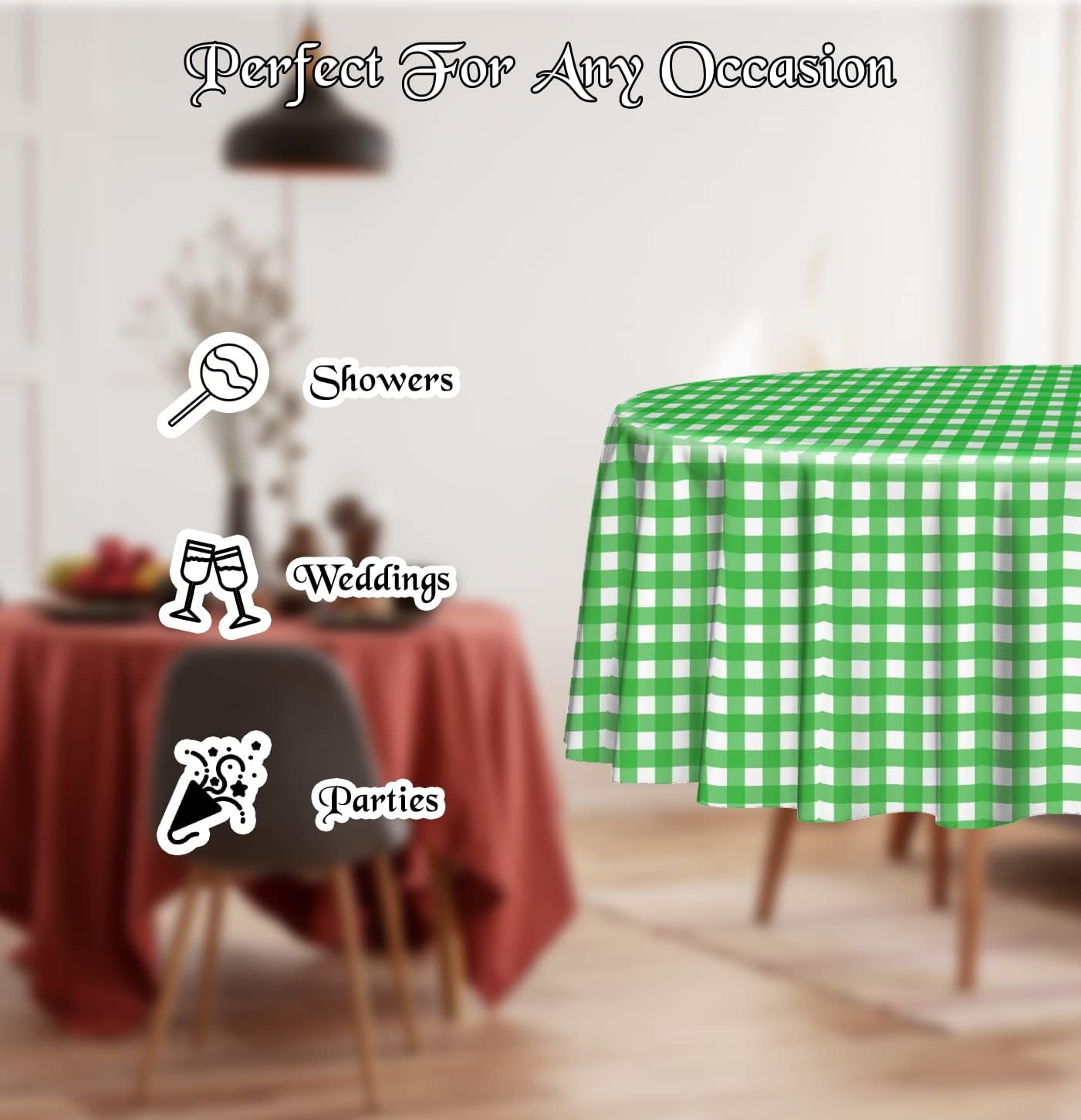HEIPINIUYE 3 Pack Round Checkered Tablecloth 84x84 Inches