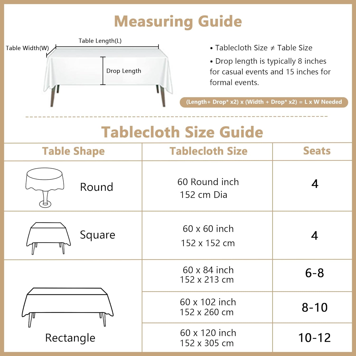 MYSKY HOME 60 in Round Cotton Tablecloth with Beige Tassels