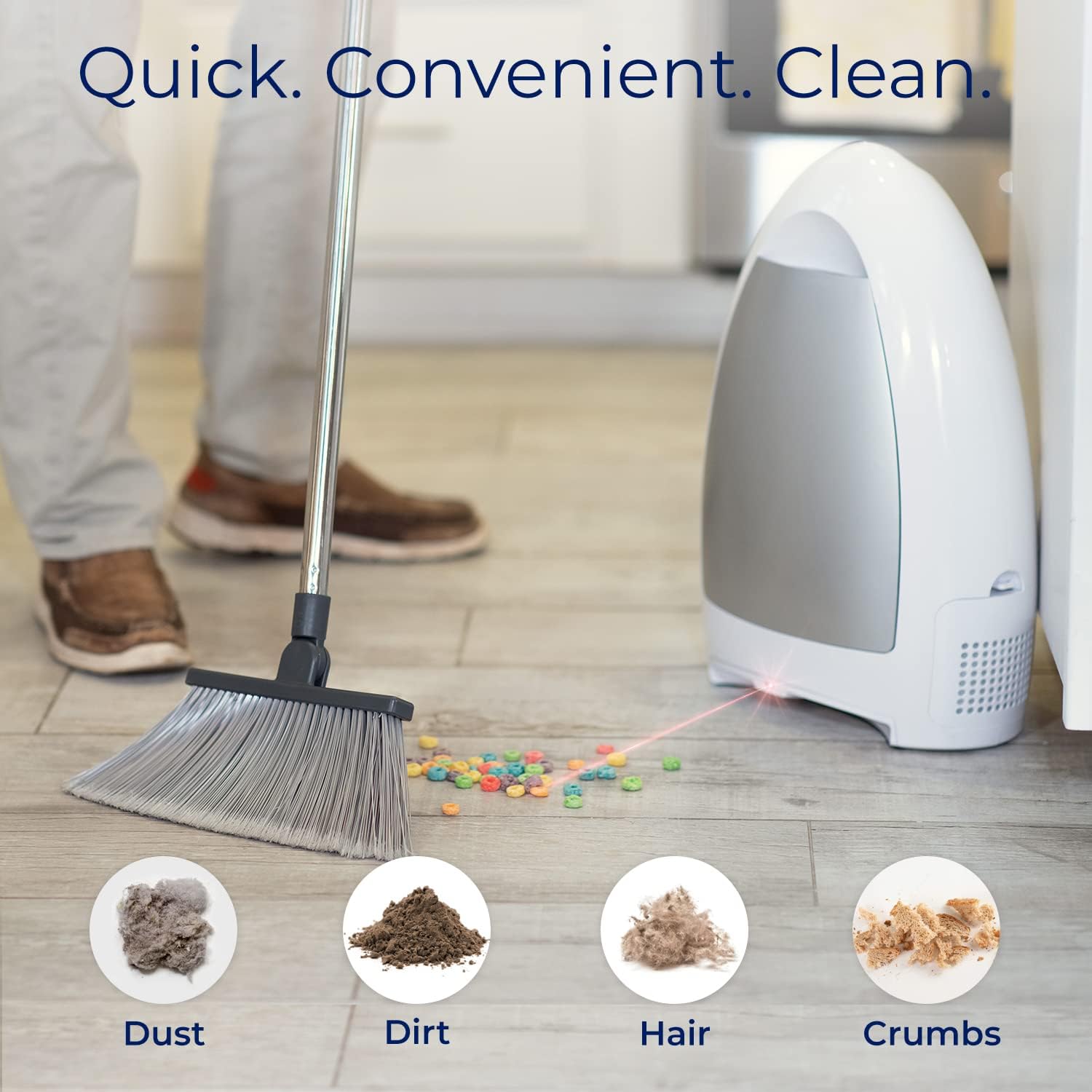 EyeVac Home Touchless Vacuum Automatic Dustpan - Ultra Fast Powerful 1000 Watt White