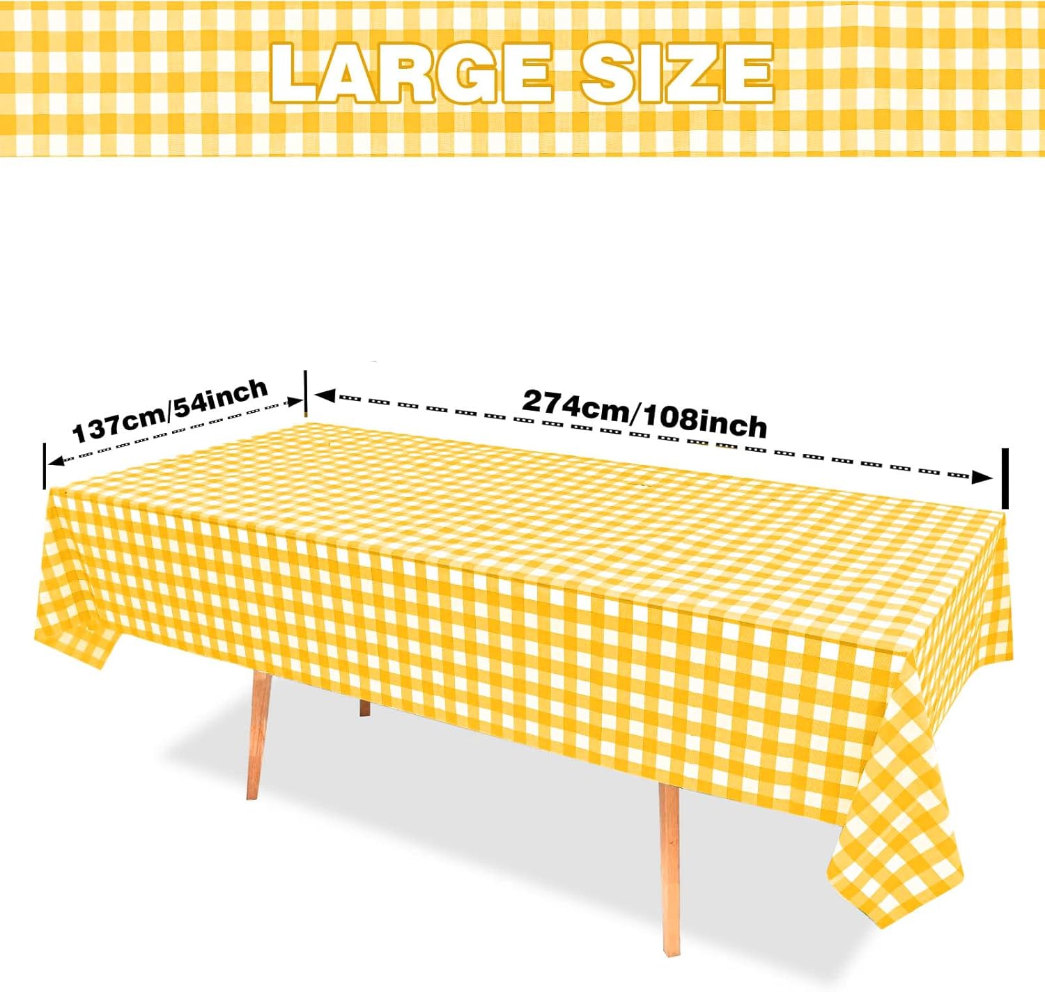 Vedran 2 Pack Yellow Gingham Tablecloths for Party Decorations