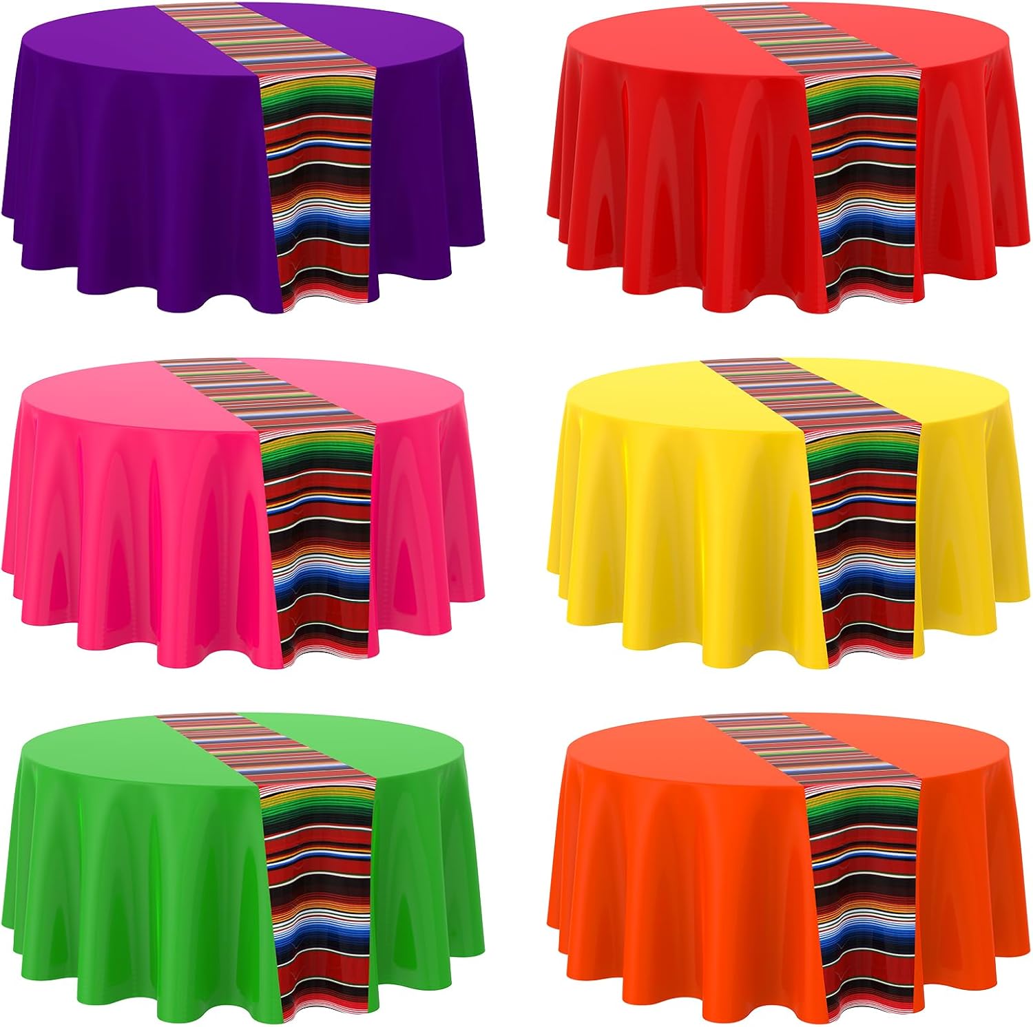 Oudain 6 Pcs Mexican Fiesta Tablecloth 84 Inch