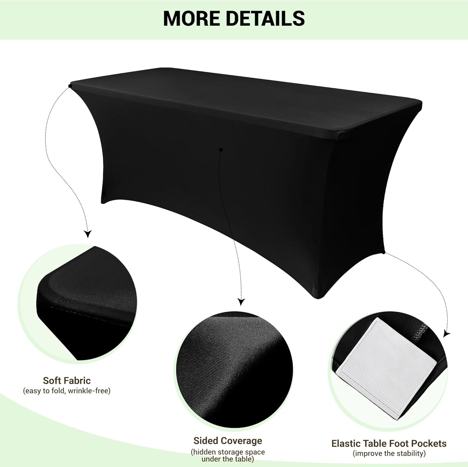 Obstal 6 Pack Stretch Spandex Table Covers for 6 Foot Tables