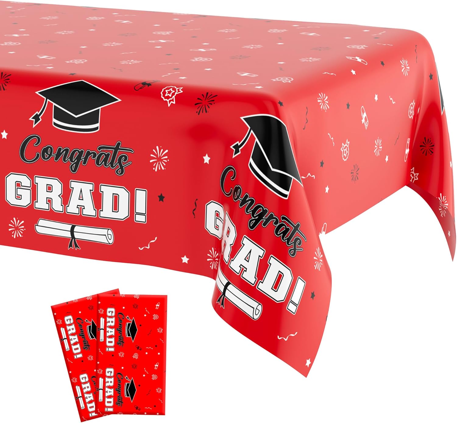 Red and Black Graduation Tablecloths 2024 - 2 Pcs
