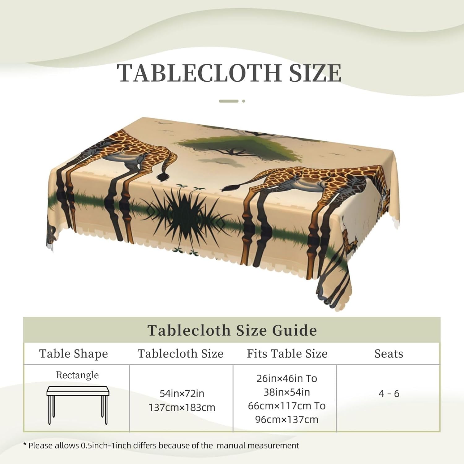 Mother and Child Giraffe Square Tablecloths 54 X 72 Inches