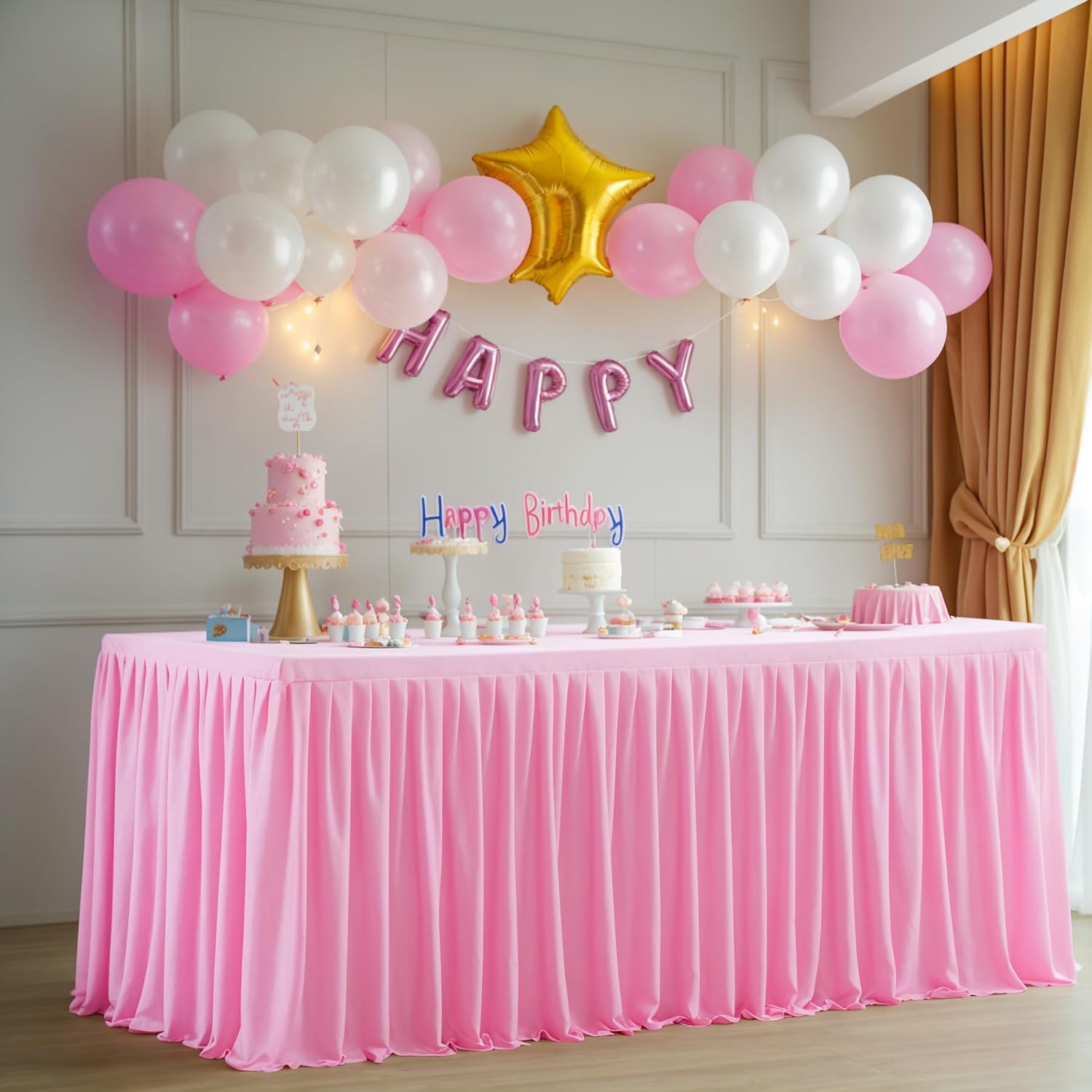 Suppromo 6ft Pink Stretchy Tablecloth 5-Pack